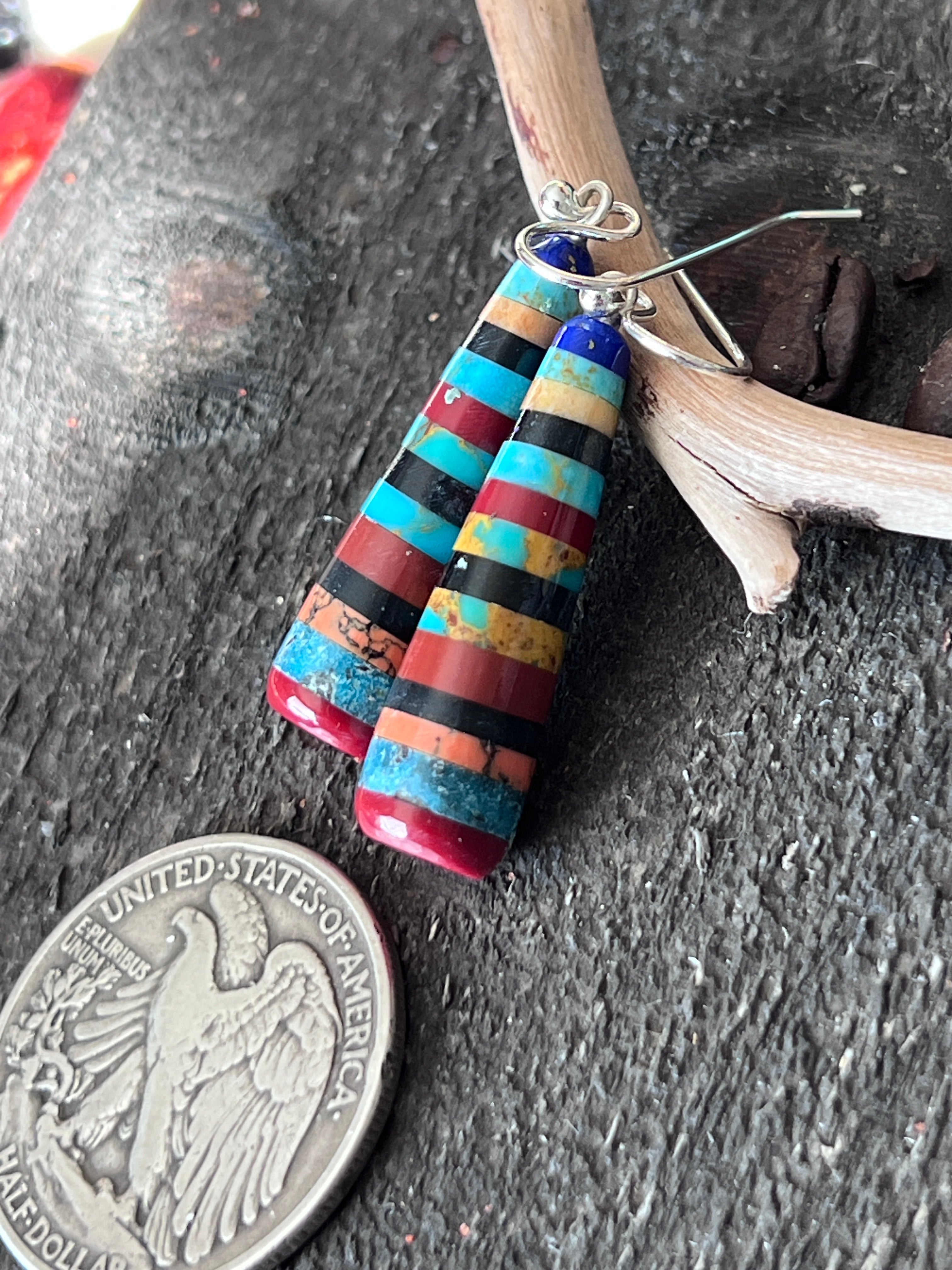 Santo Domingo Layered Multistone Earrings by Ronald Chavez, Stacked Gems #6