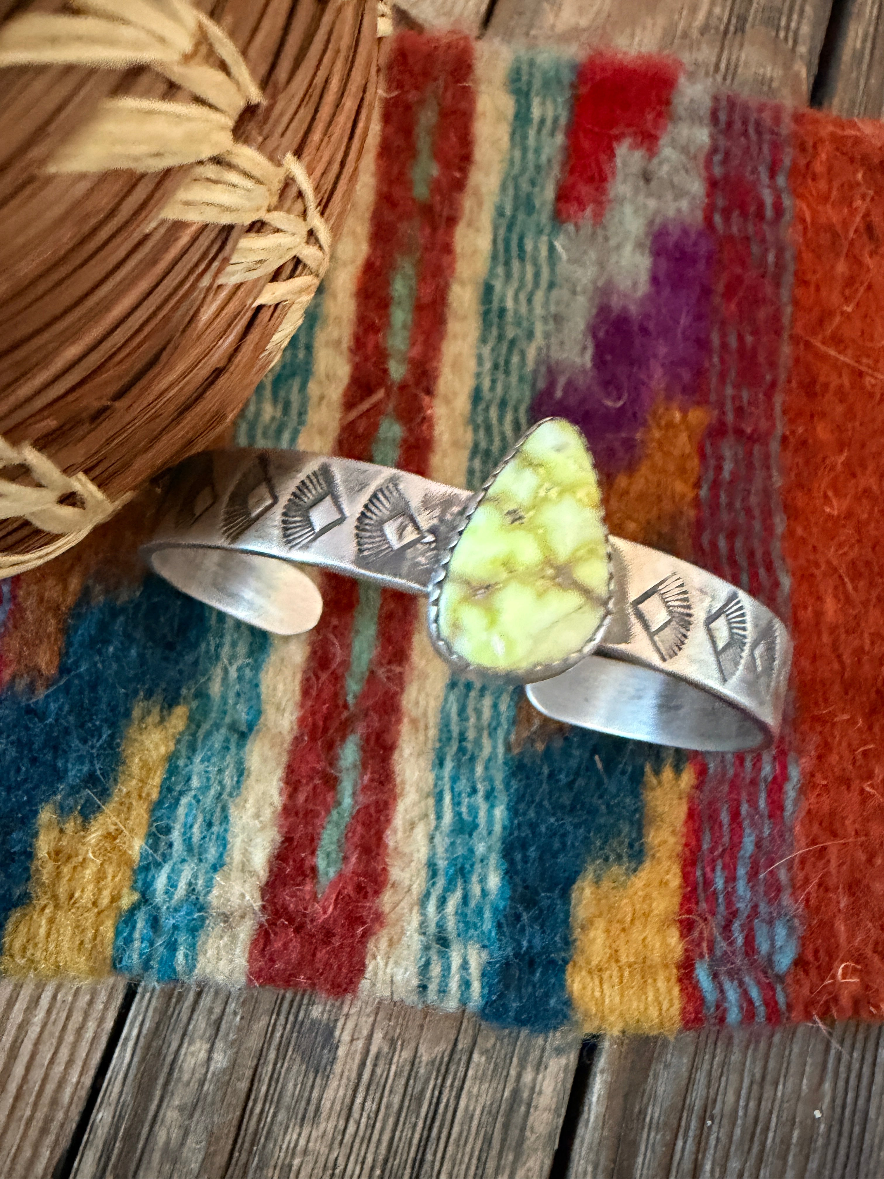 Handmade Sterling Silver and Palomino Turquoise Cuff Bracelet "Signed Nizhoni"
