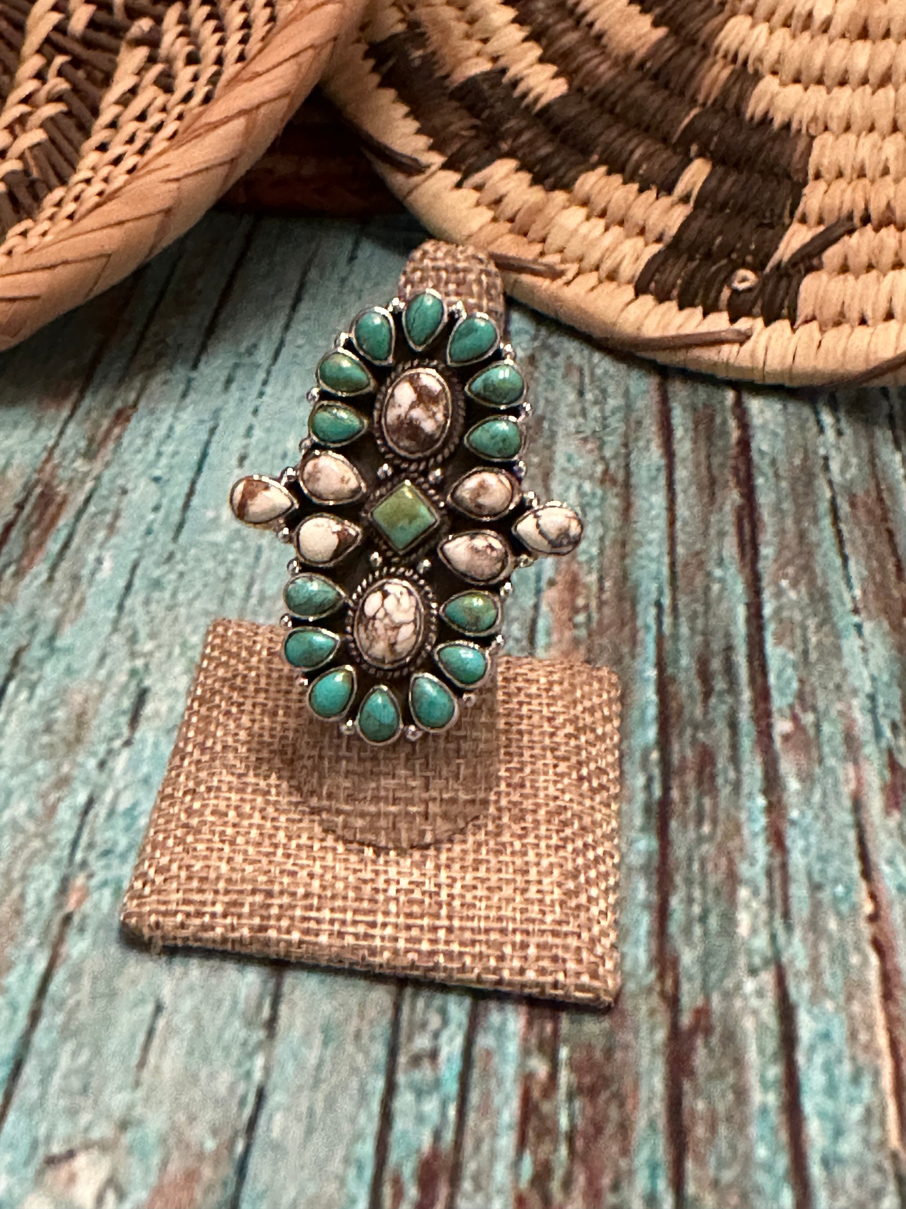 Terra Fusion Wild Horse & Turquoise Sterling Silver Adjustable Ring