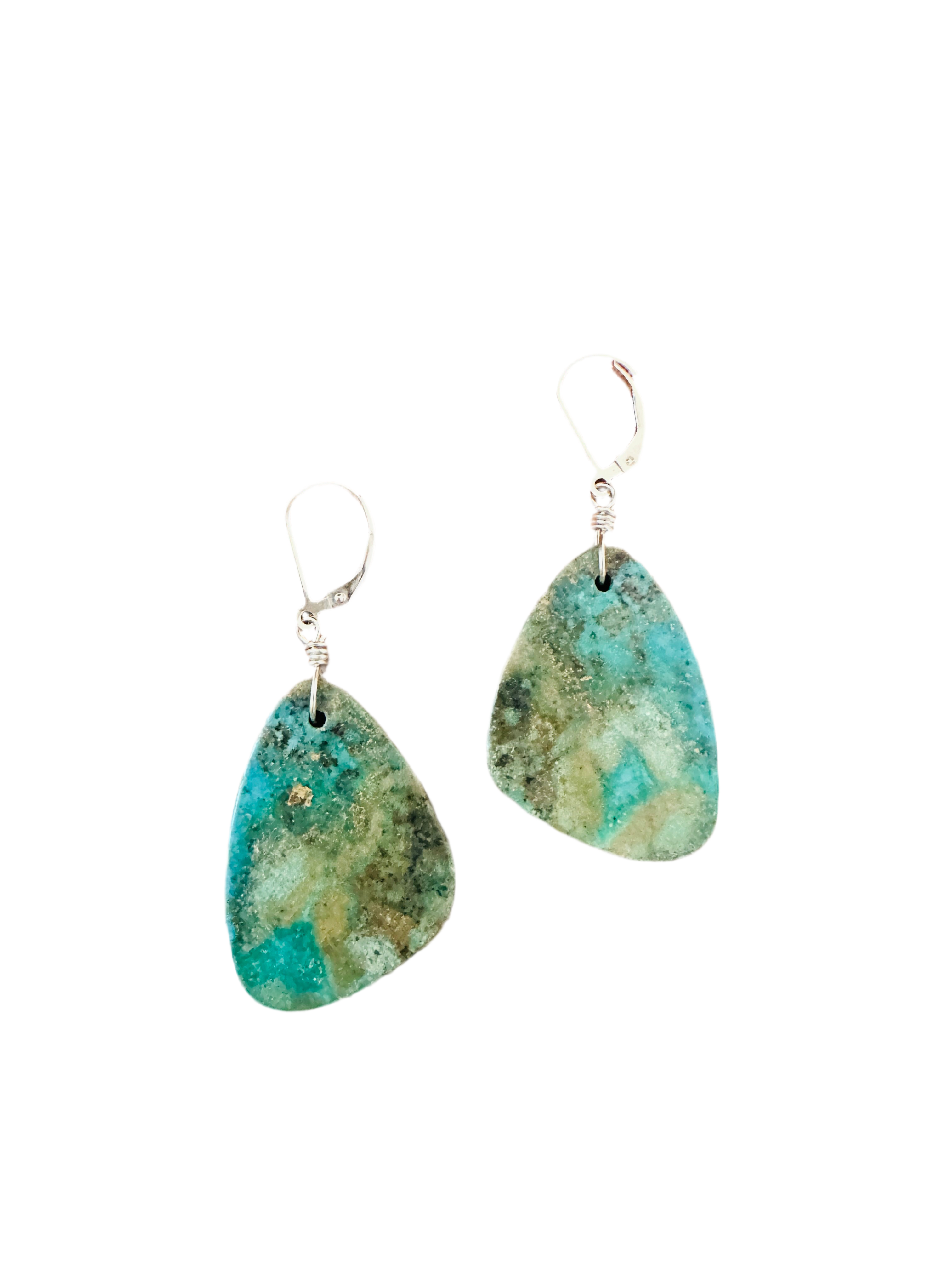 Handcrafted Sterling Silver & Turquoise Slab Dangle Earrings
