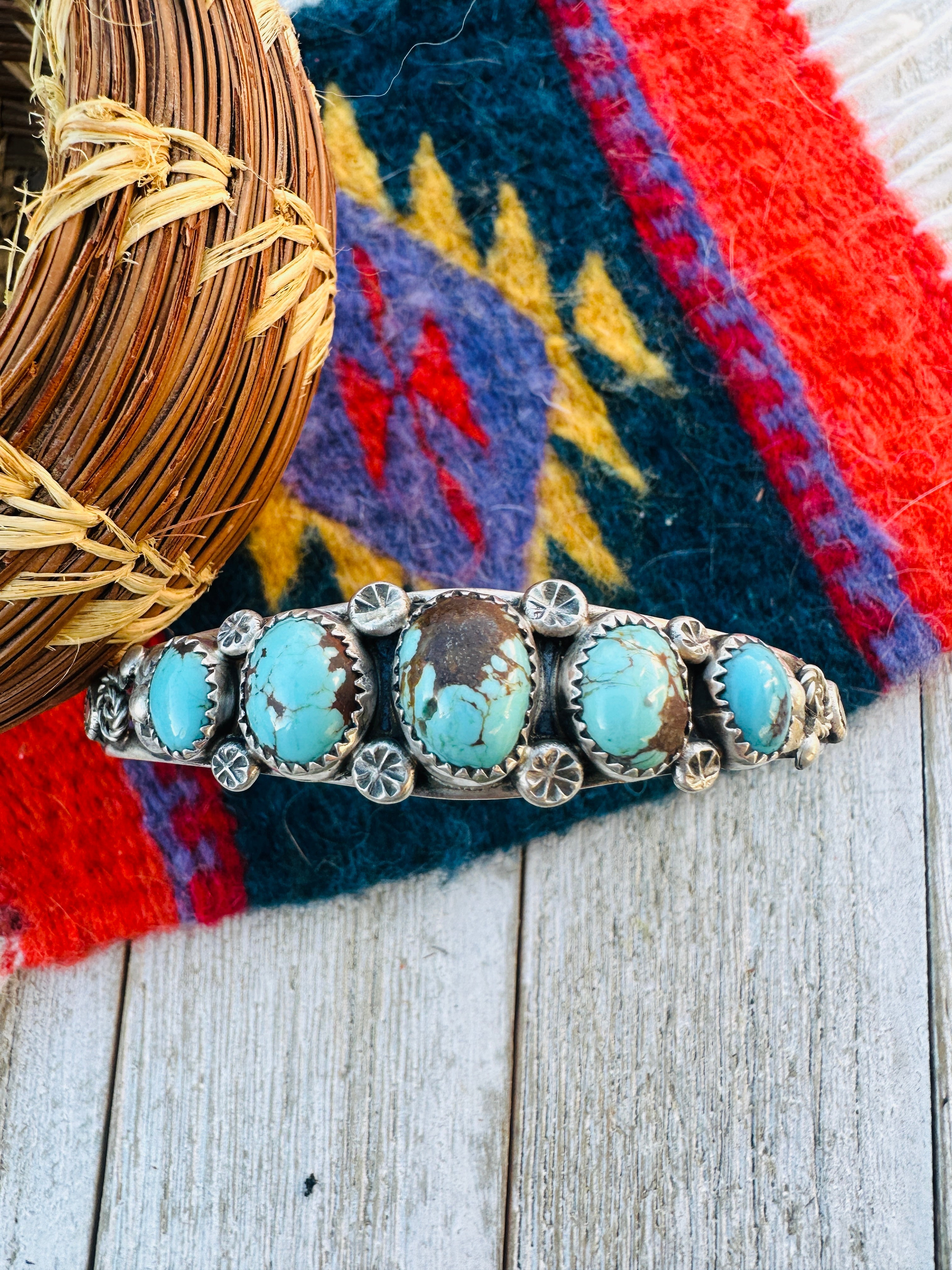 Handcrafted Turquoise & Sterling Silver Cuff Bracelet by Jacqueline Silver