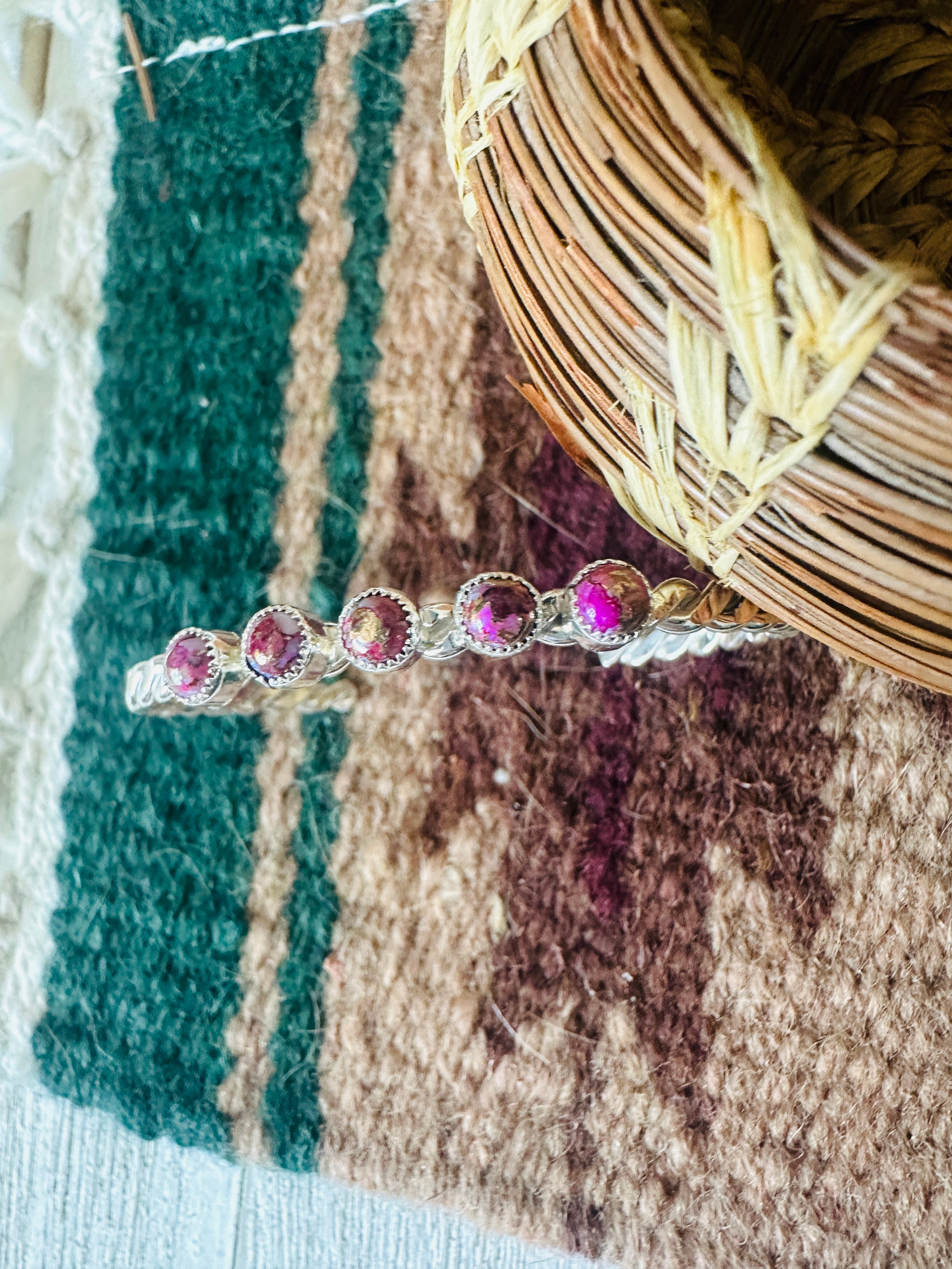 Navajo Pink Dream Mojave & Sterling Silver Cuff Bracelet