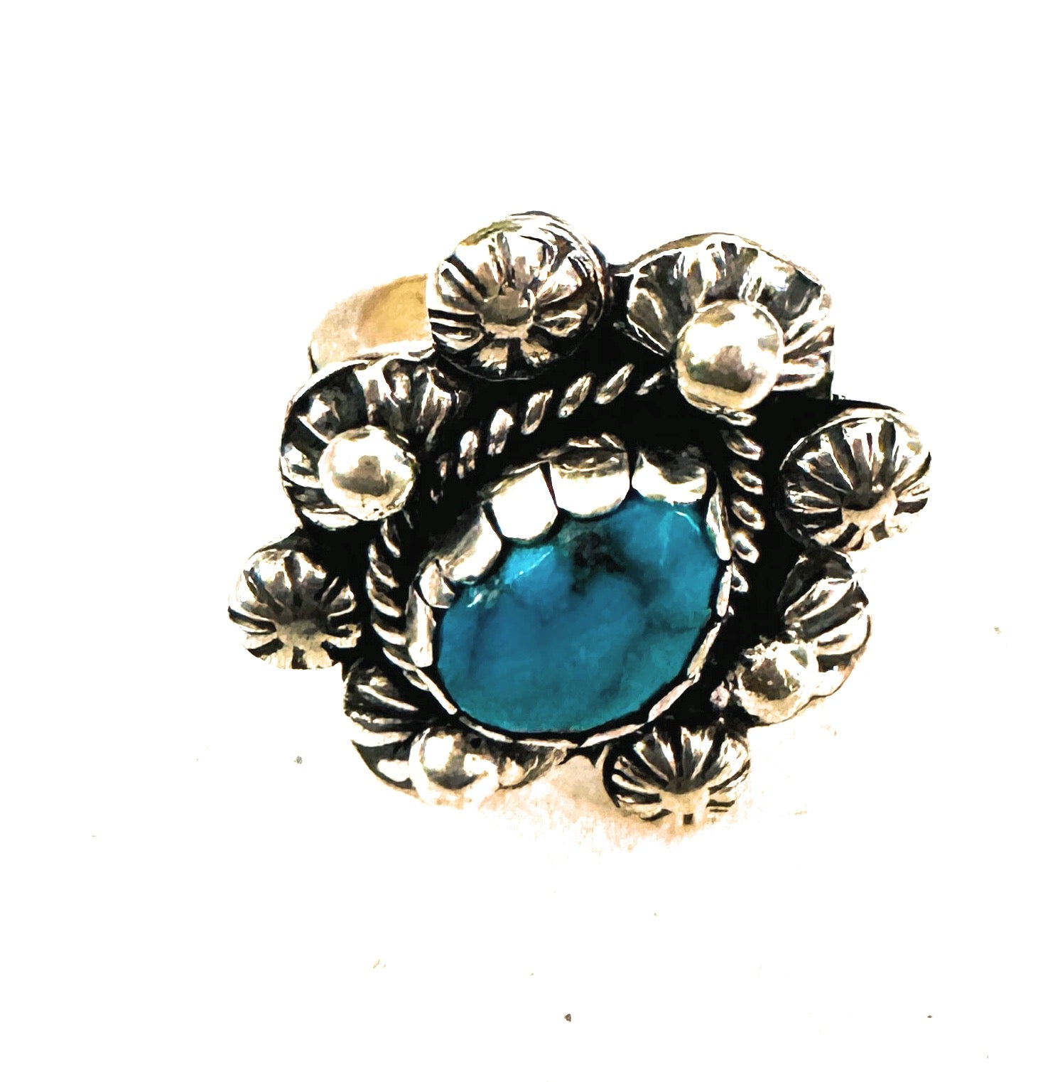 Navajo Sterling Silver & Kingman Turquoise Ring Size 11