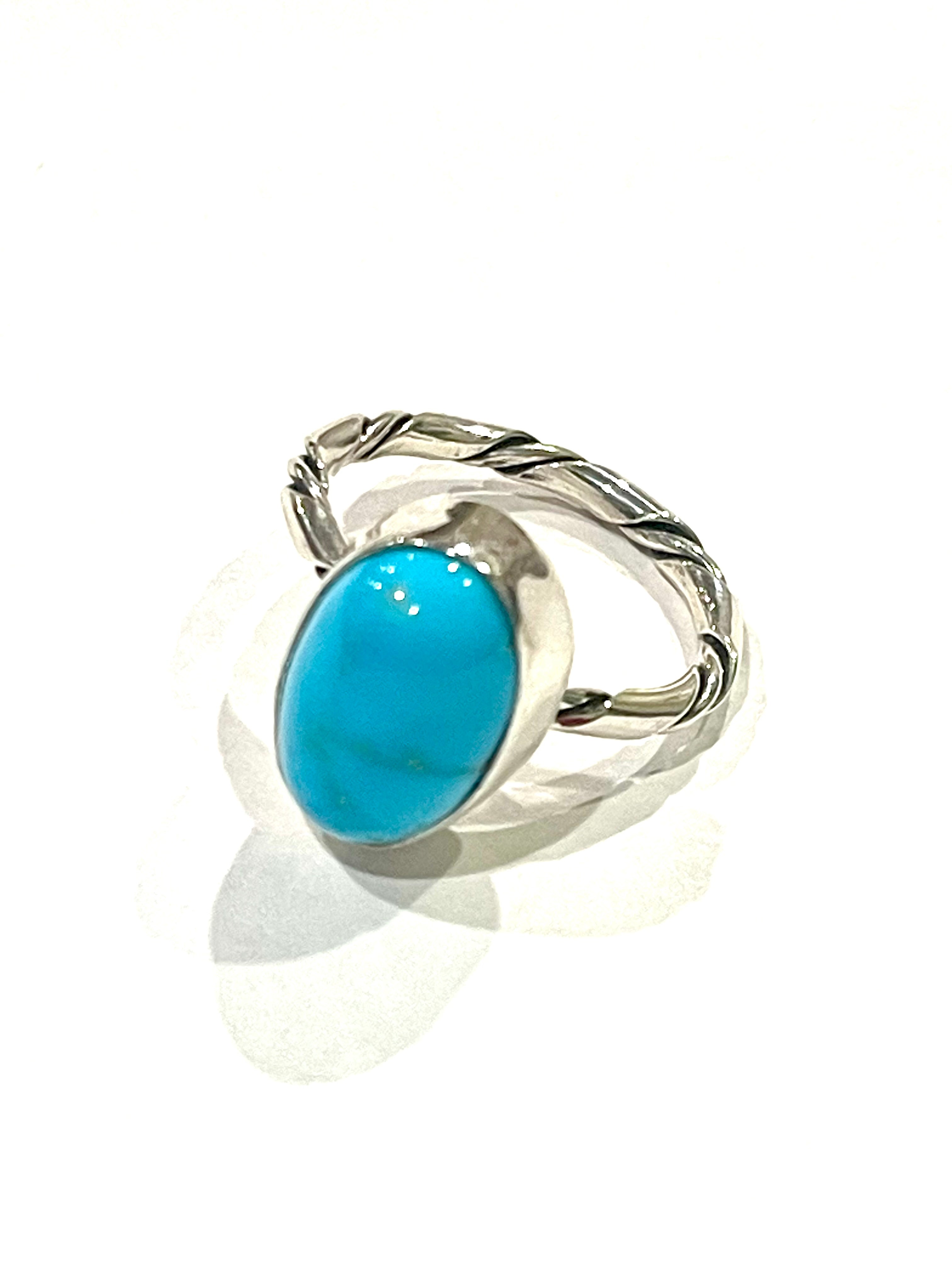 Navajo Turquoise & Sterling Silver Ring Size 8.25