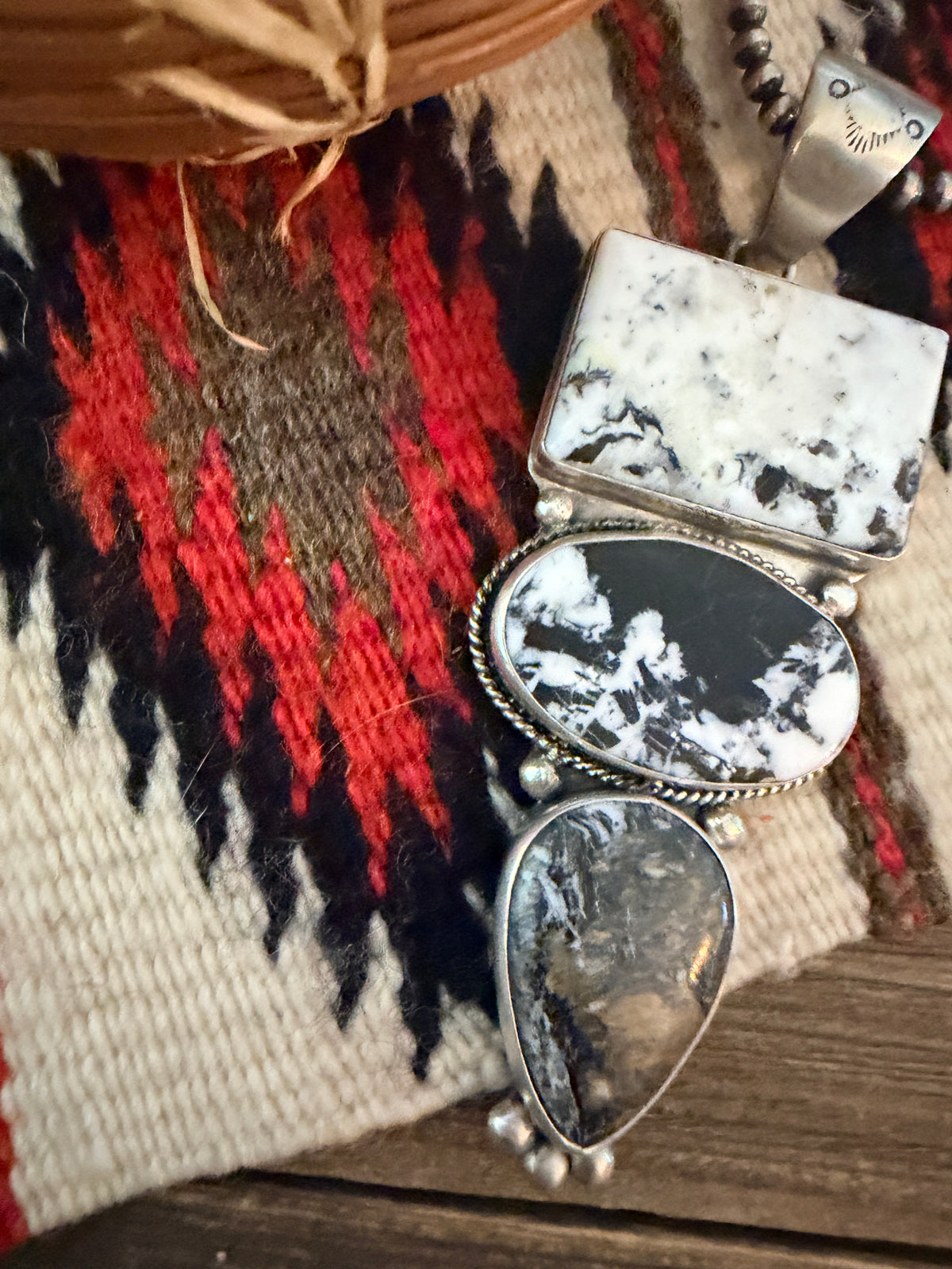 Handcrafted Sterling Silver & White Buffalo Pendant by Fred Francis