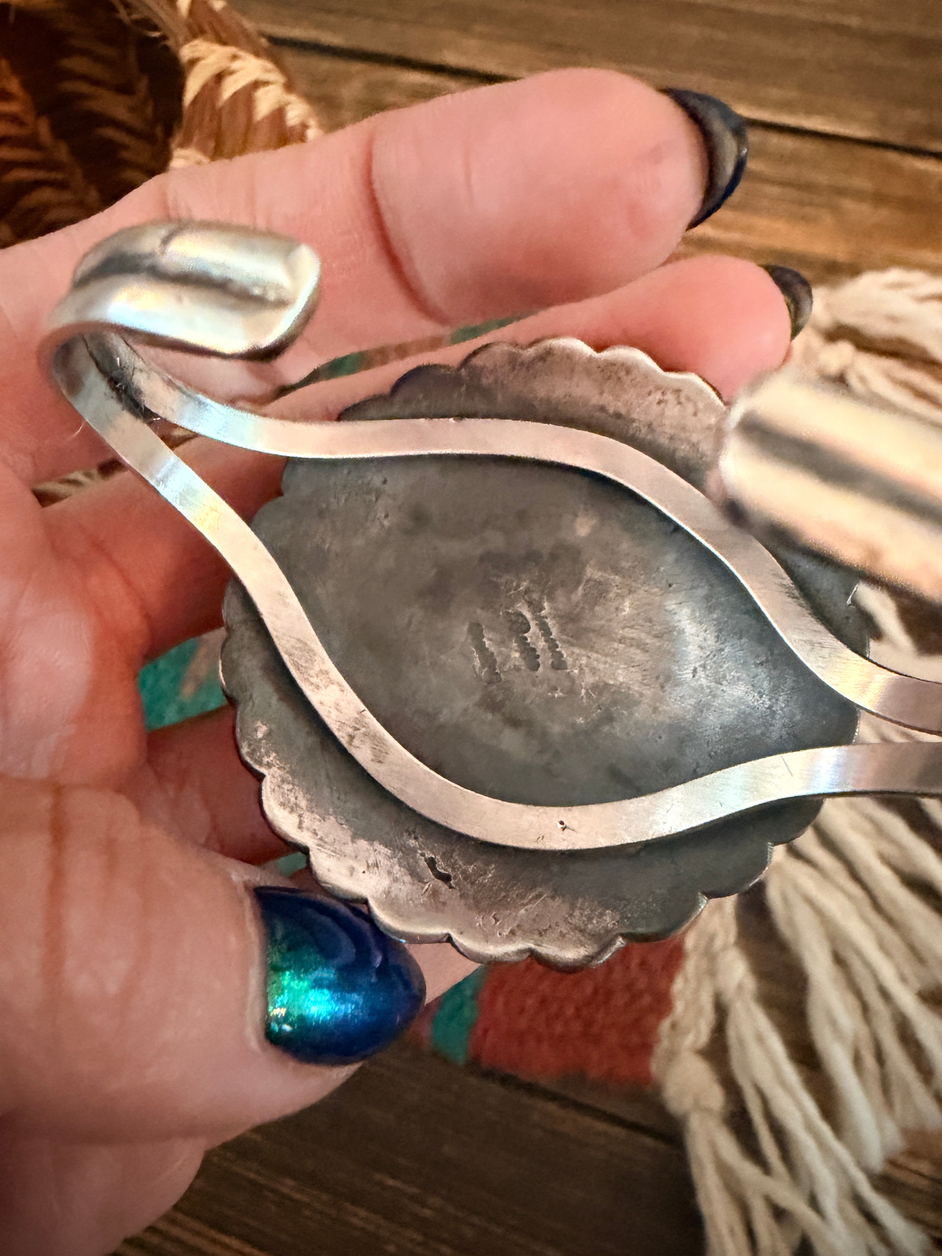 Handcrafted Golden Hills Turquoise & Sterling Silver Cuff Bracelet by Chimney Butte