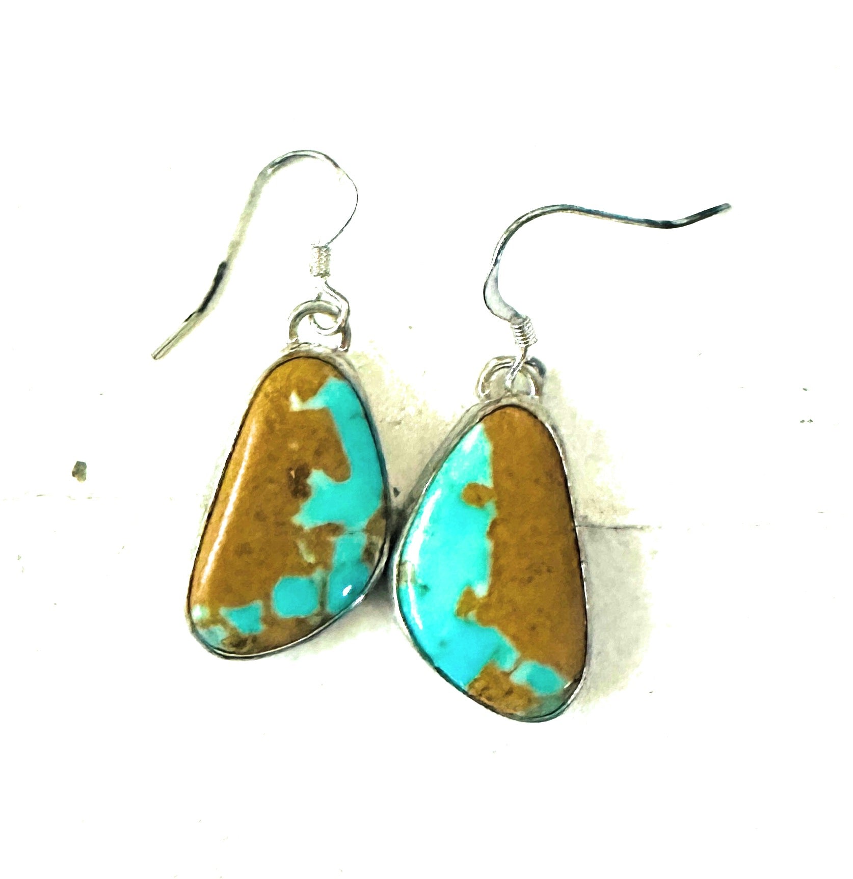 Navajo Number 8 Turquoise And Sterling Silver Dangle Earrings