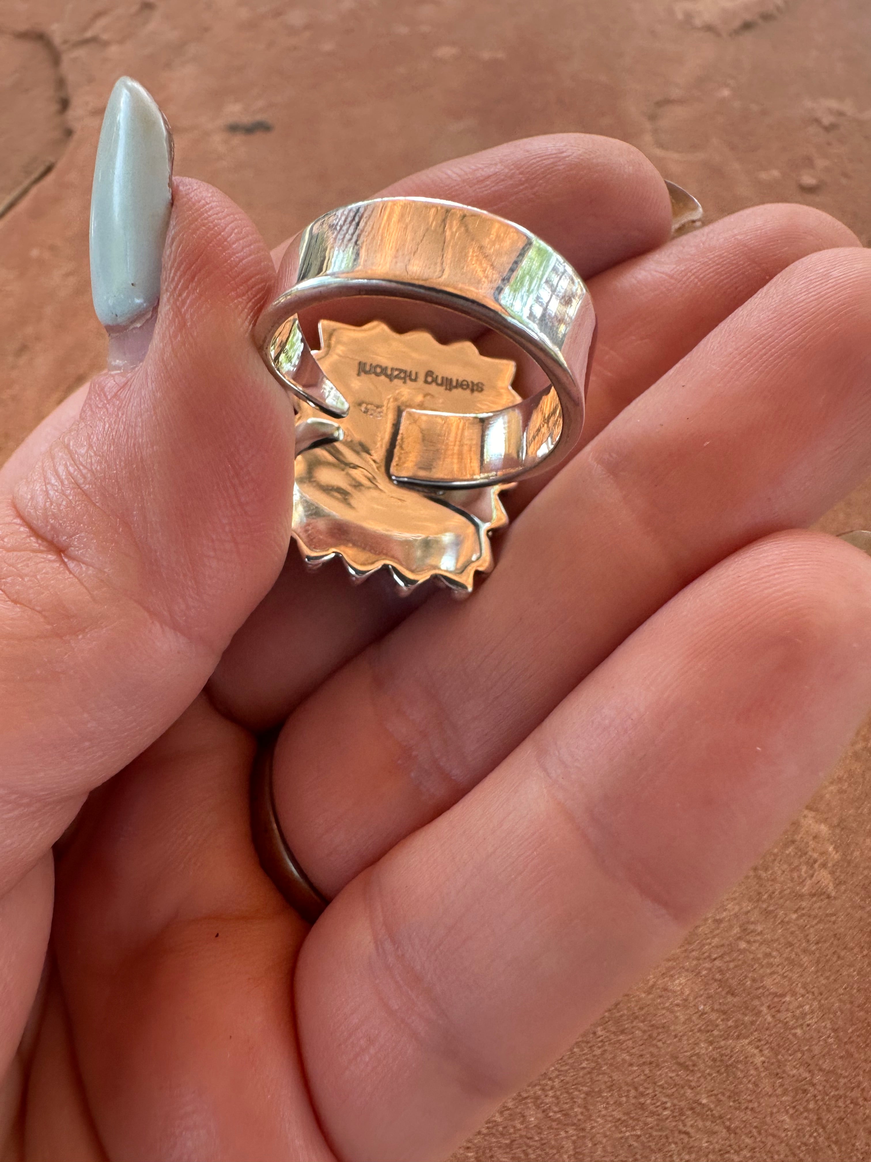 Beautiful Handmade Violet Frost And Sterling Silver Adjustable Ring SQUARE