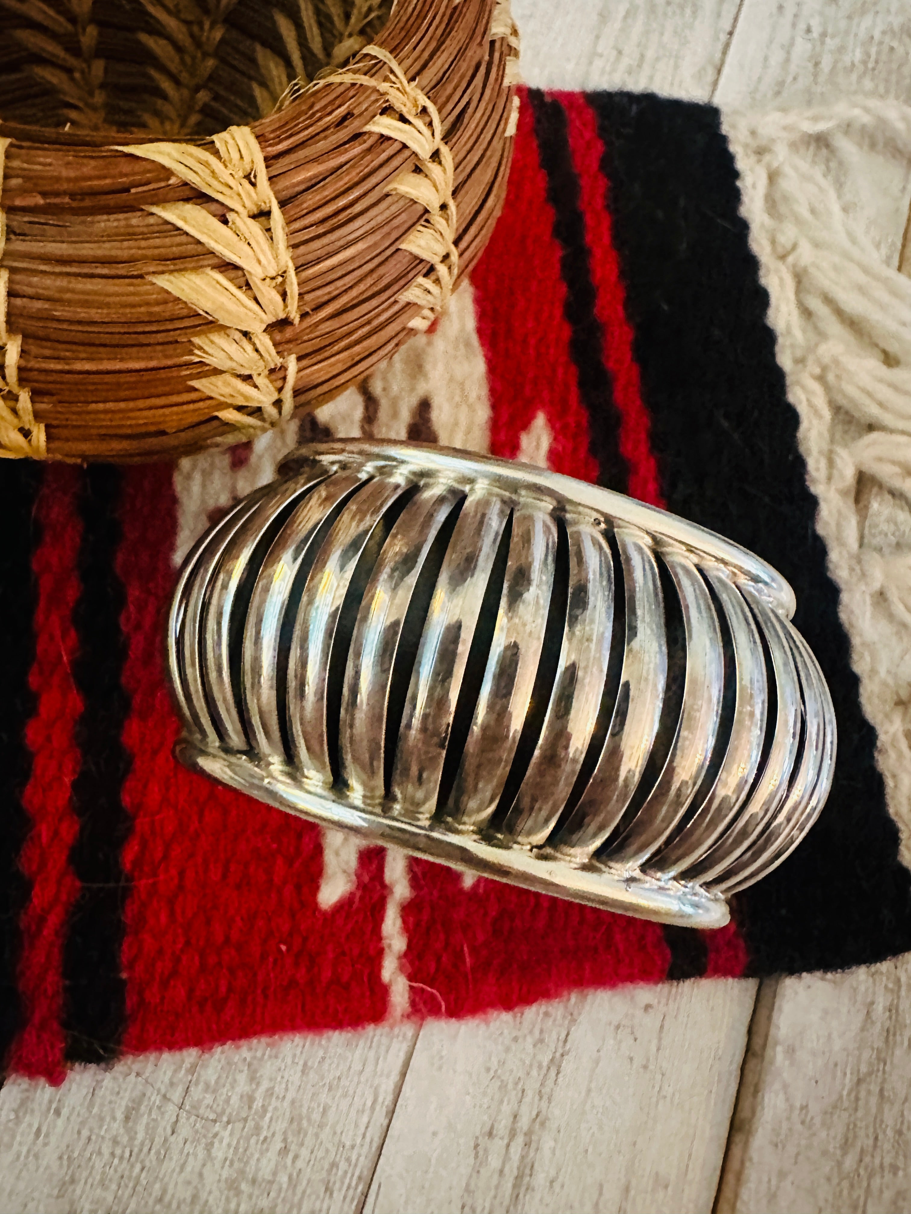 Navajo Rolled Sterling Silver Cuff Bracelet