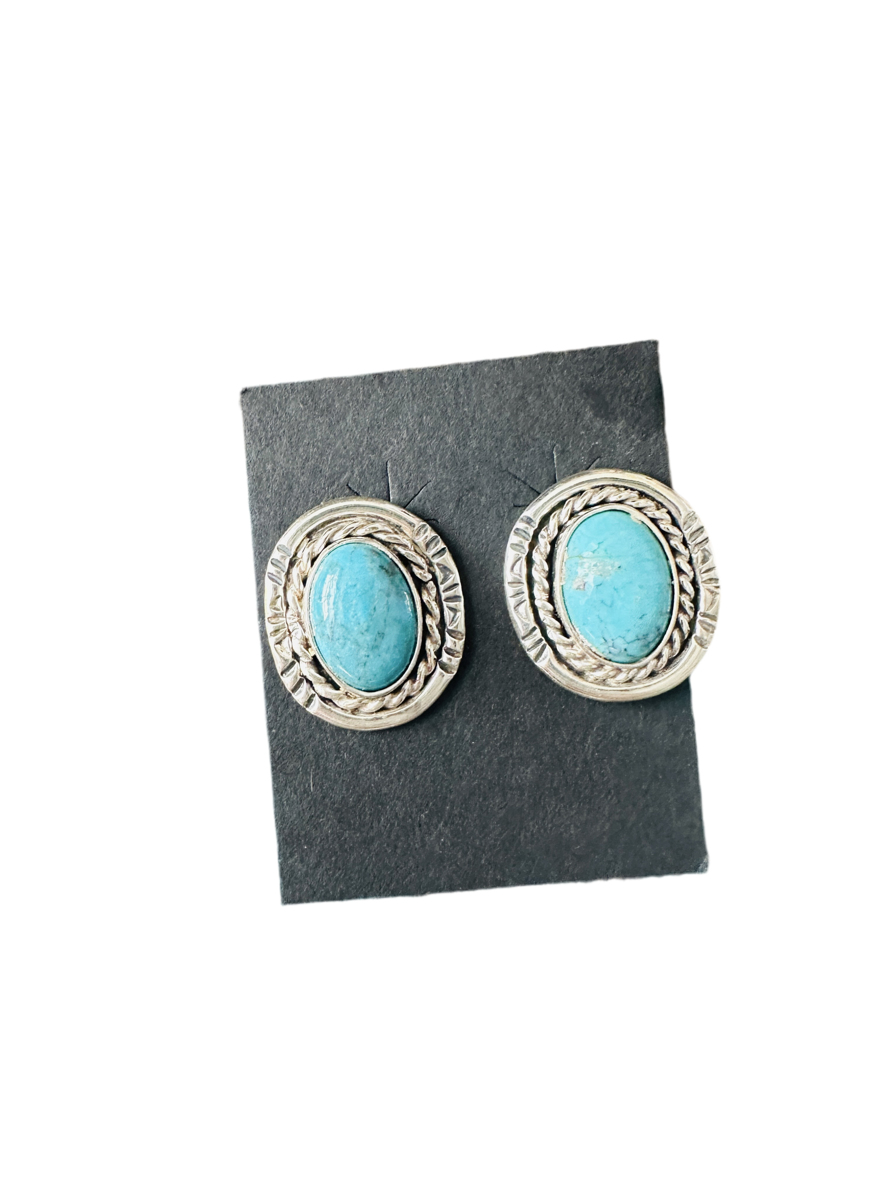 Navajo Turquoise & Sterling Silver Post Earrings