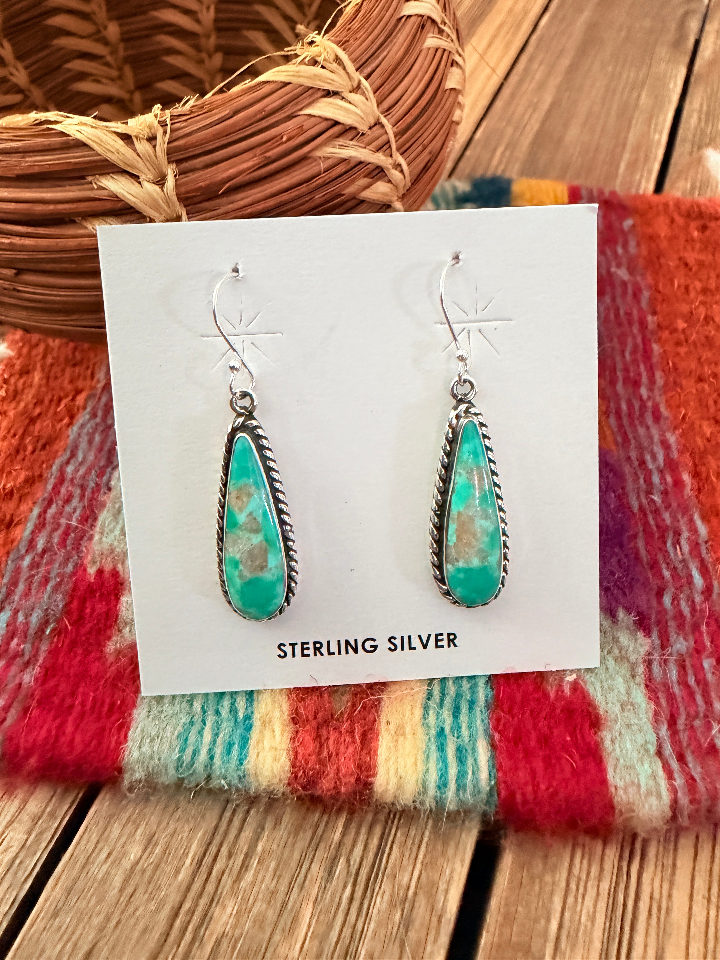 Handcrafted Turquoise & Sterling Silver Dangle Earrings