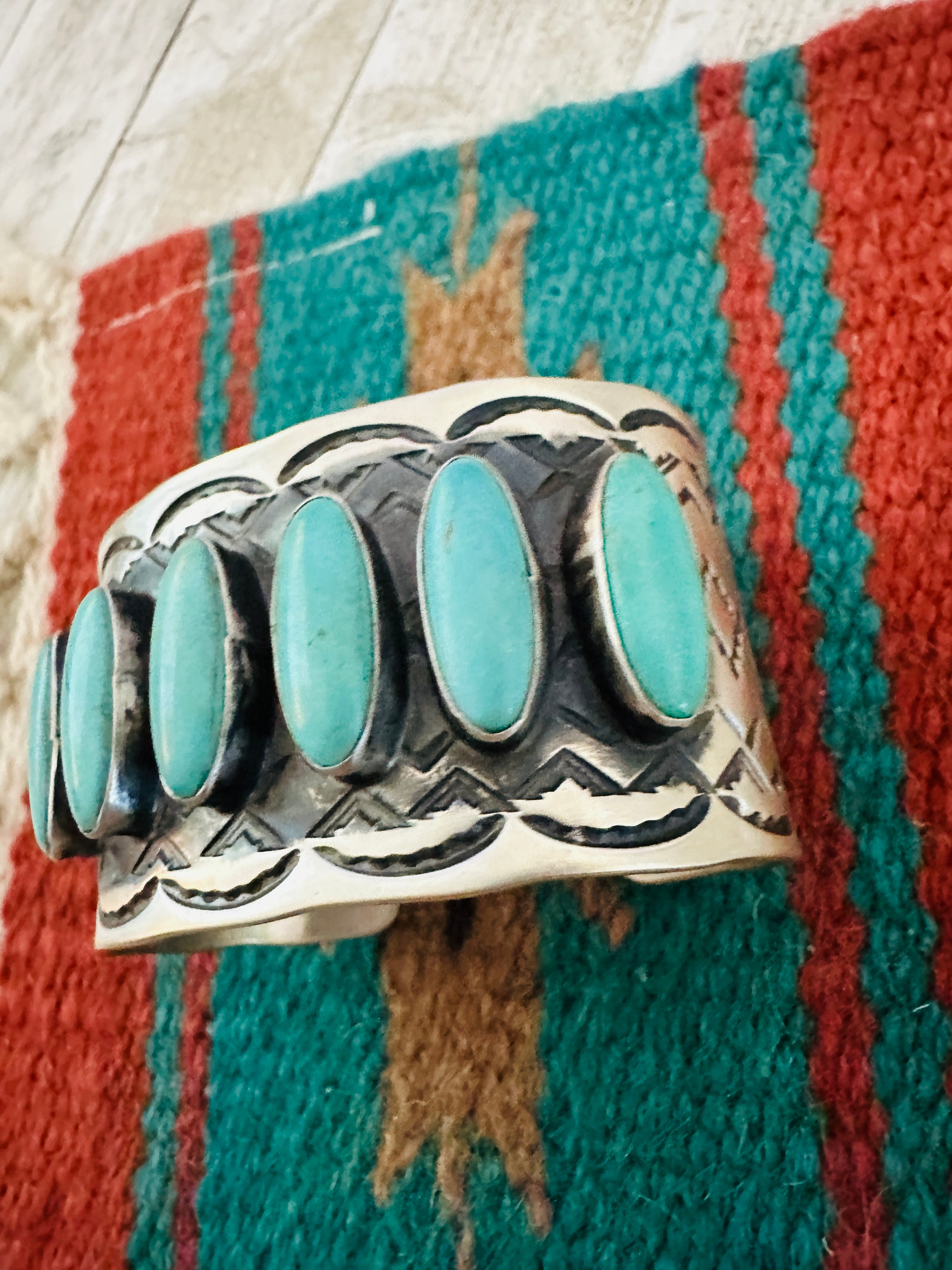 Handcrafted Sterling Silver & Turquoise Cuff Bracelet by Chimney Butte /