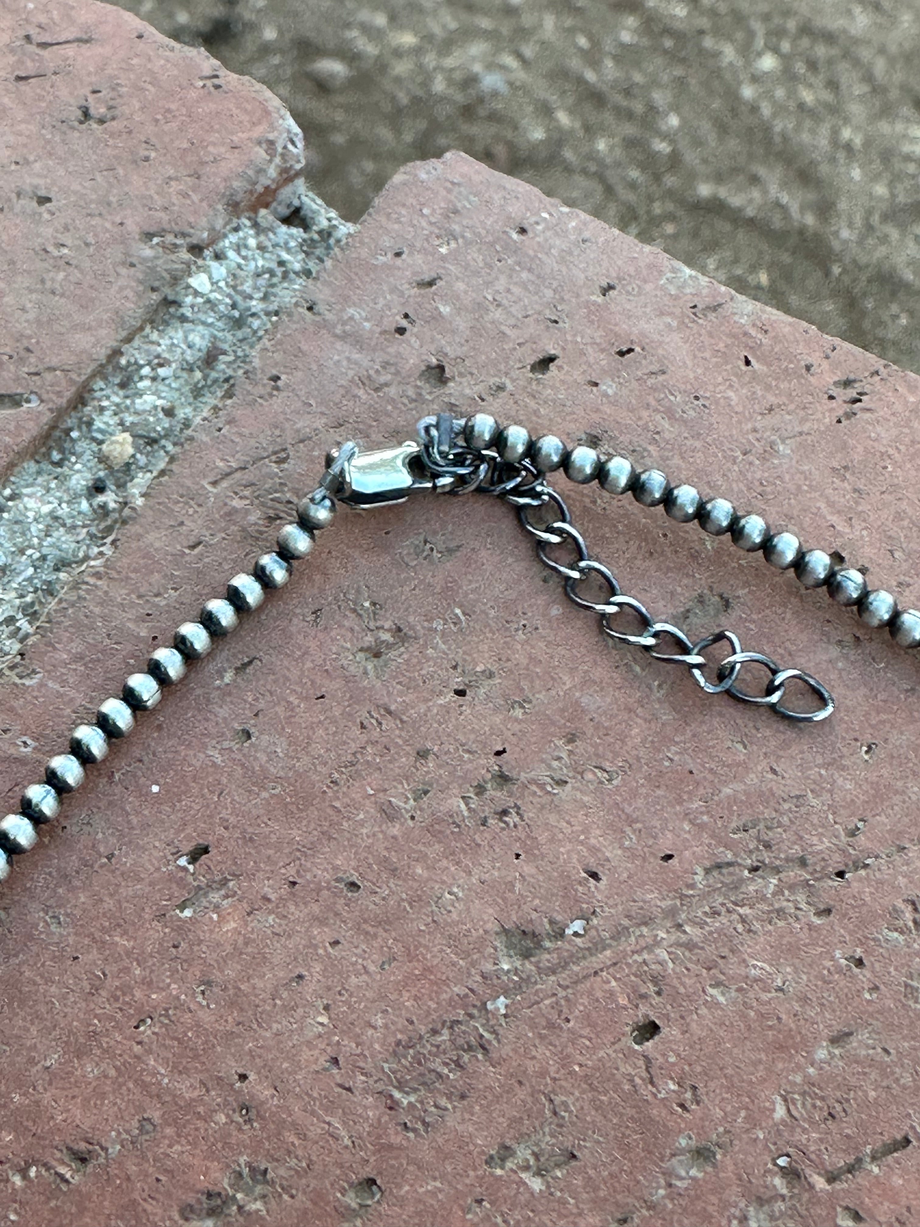 Beautiful Handmade Sterling Silver, Sonoran Turquoise & Coral Necklace