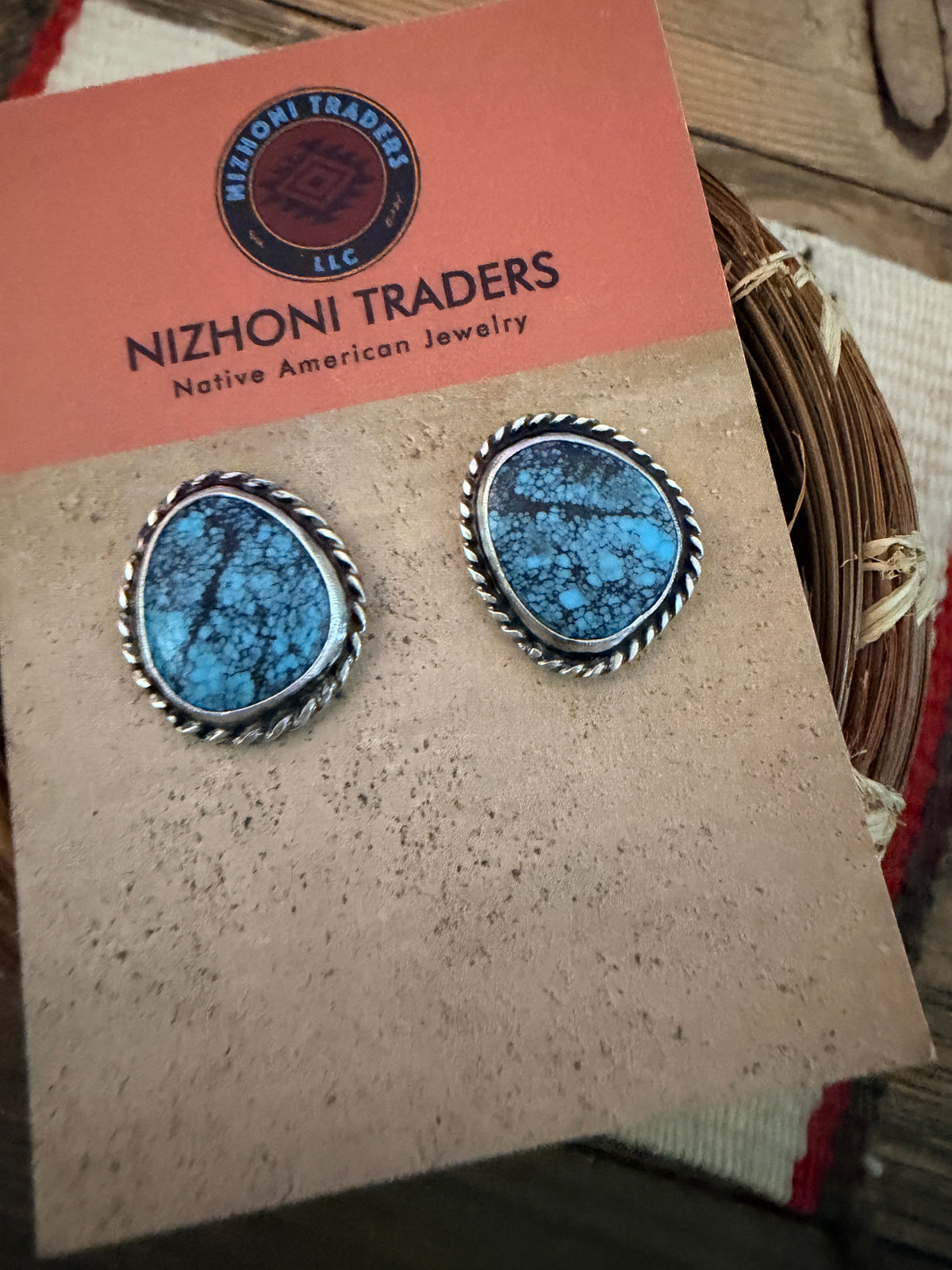Handcrafted Turquoise & Sterling Silver Post Earrings