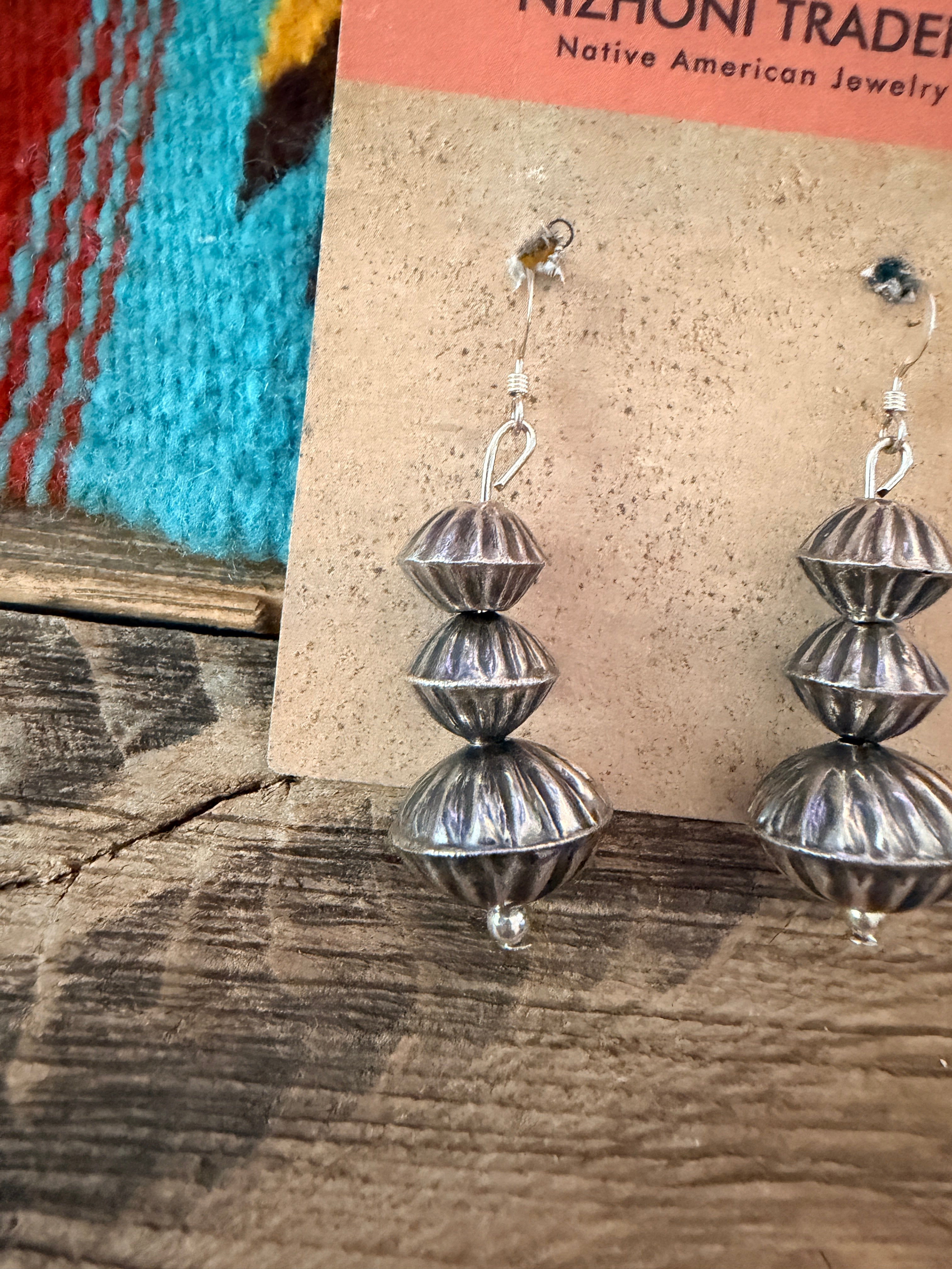 Handcrafted Sterling Silver Melon Bead Dangle Earrings