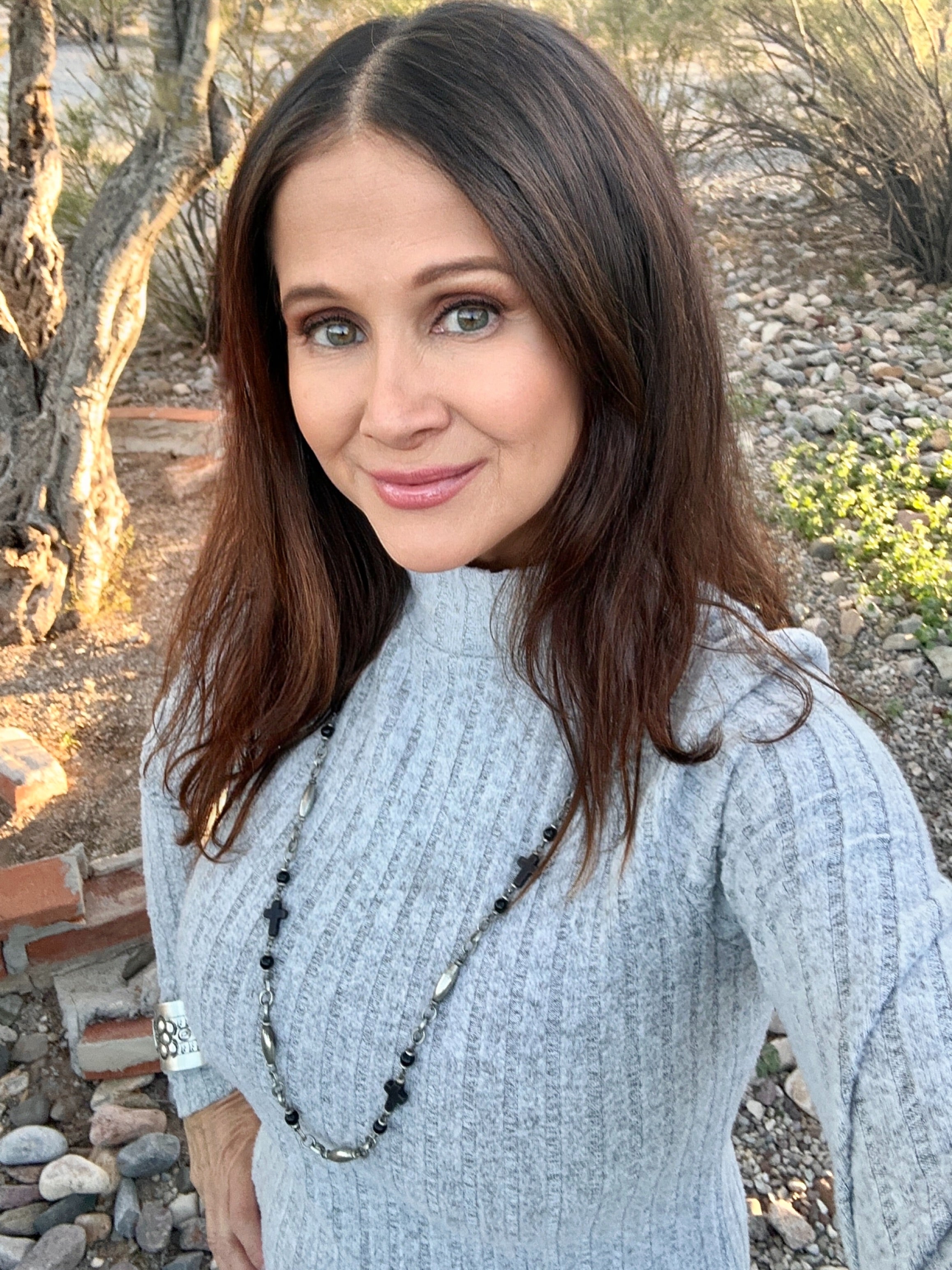 Vintage Silver and Black Cross Necklace