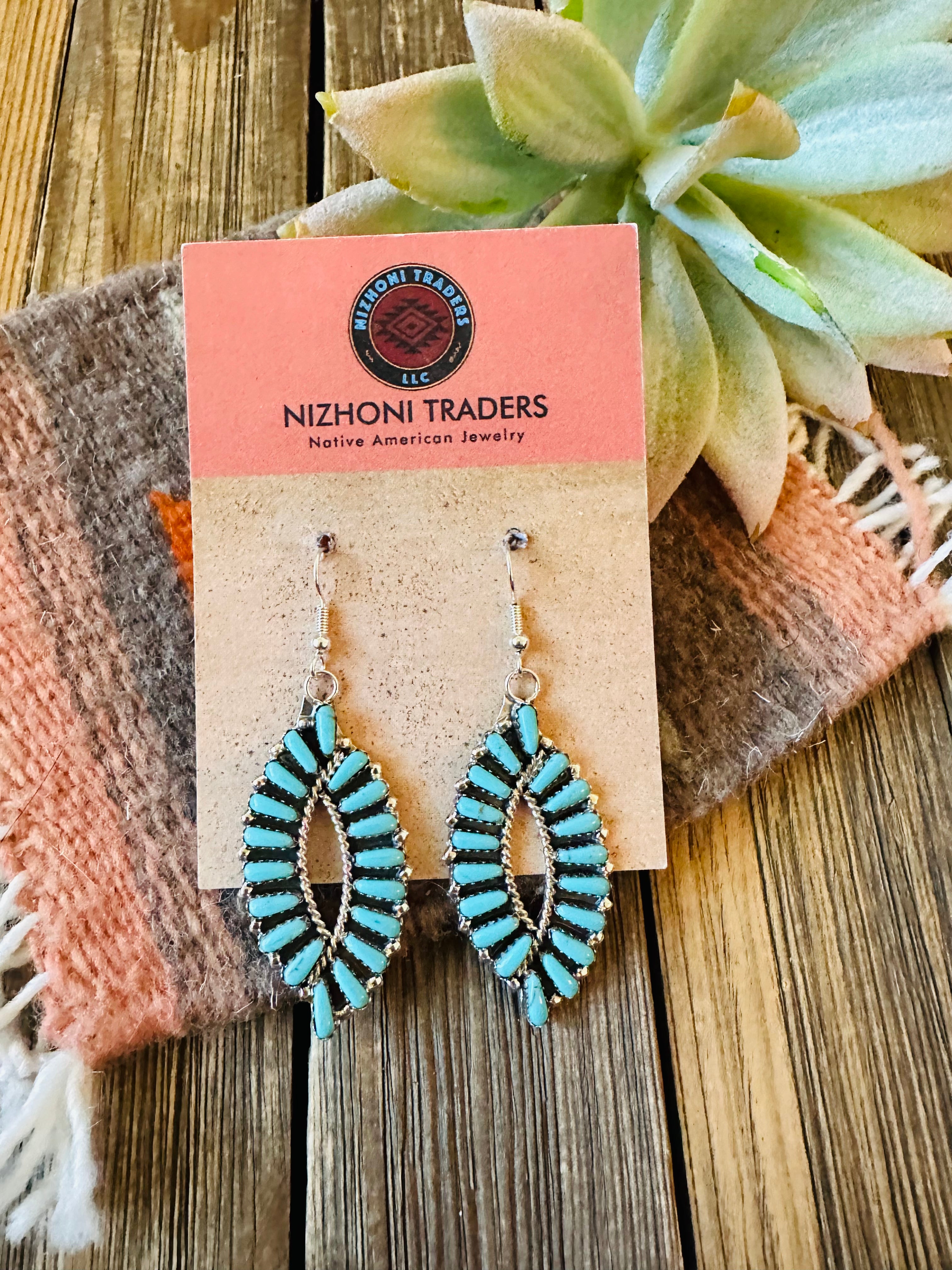 Handcrafted Sterling Silver & Turquoise Fishtail Dangle Earrings