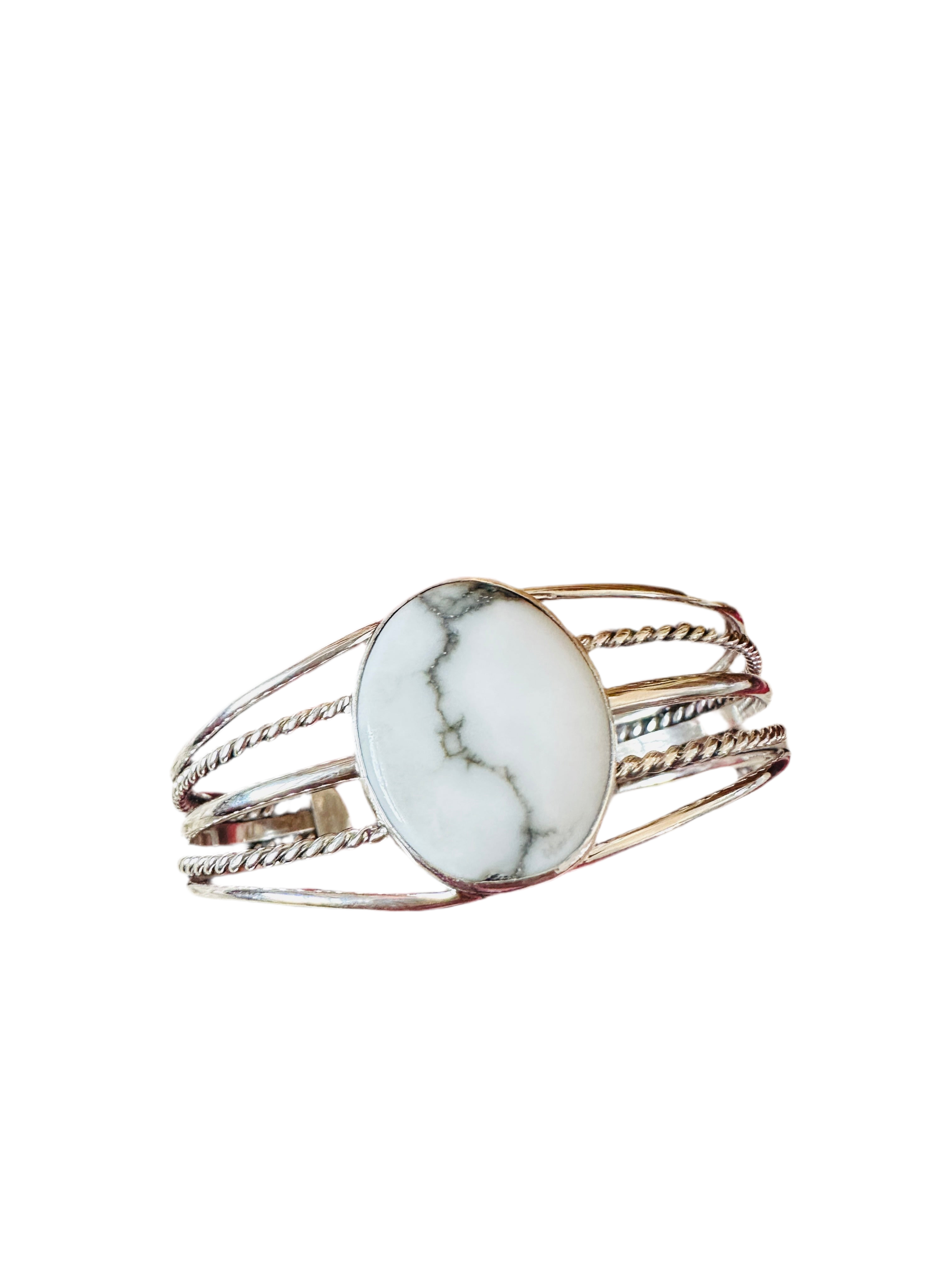 Handcrafted Howlite & Sterling Silver Cuff Bracelet