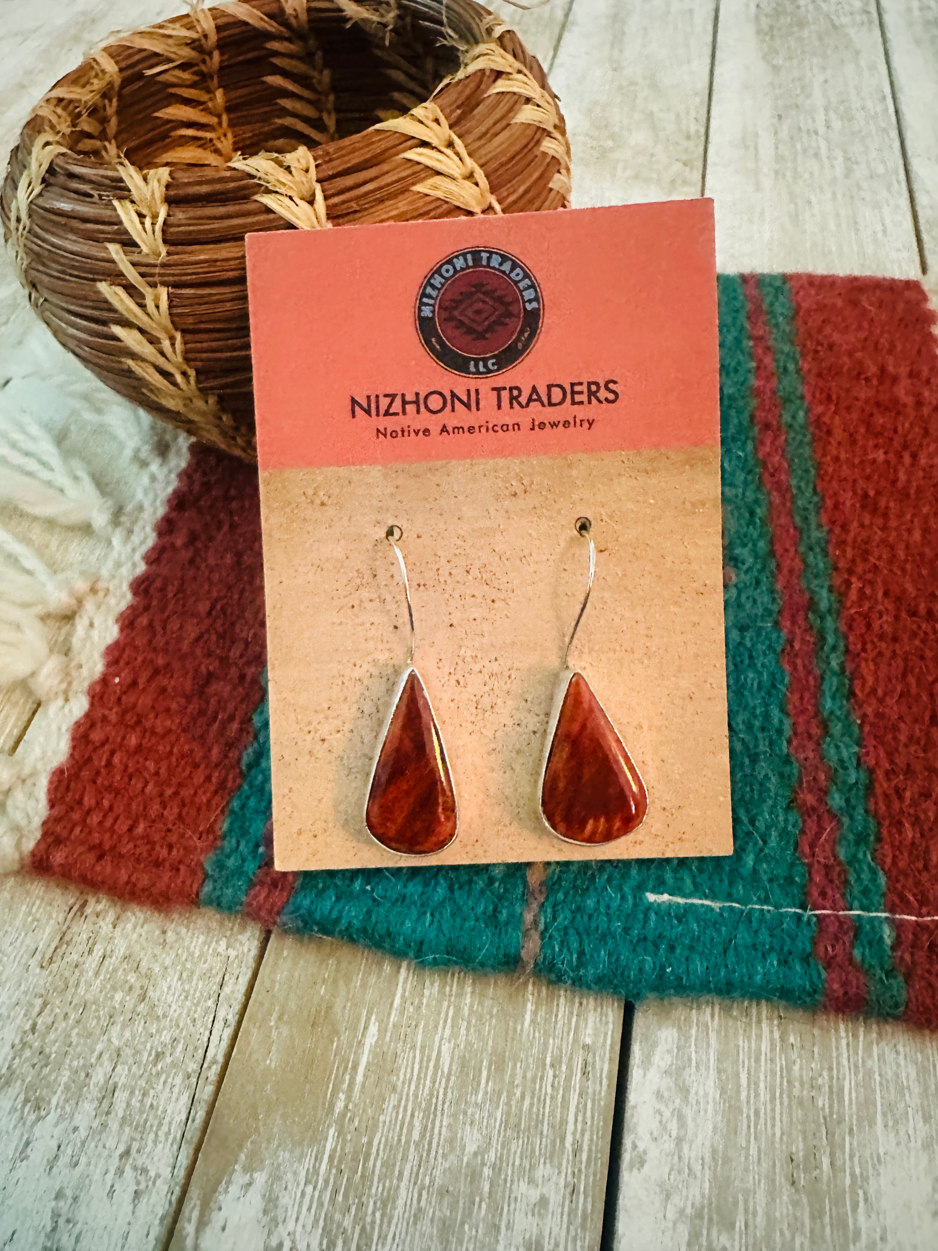 Handcrafted Spiny Oyster & Sterling Silver Dangle Earrings