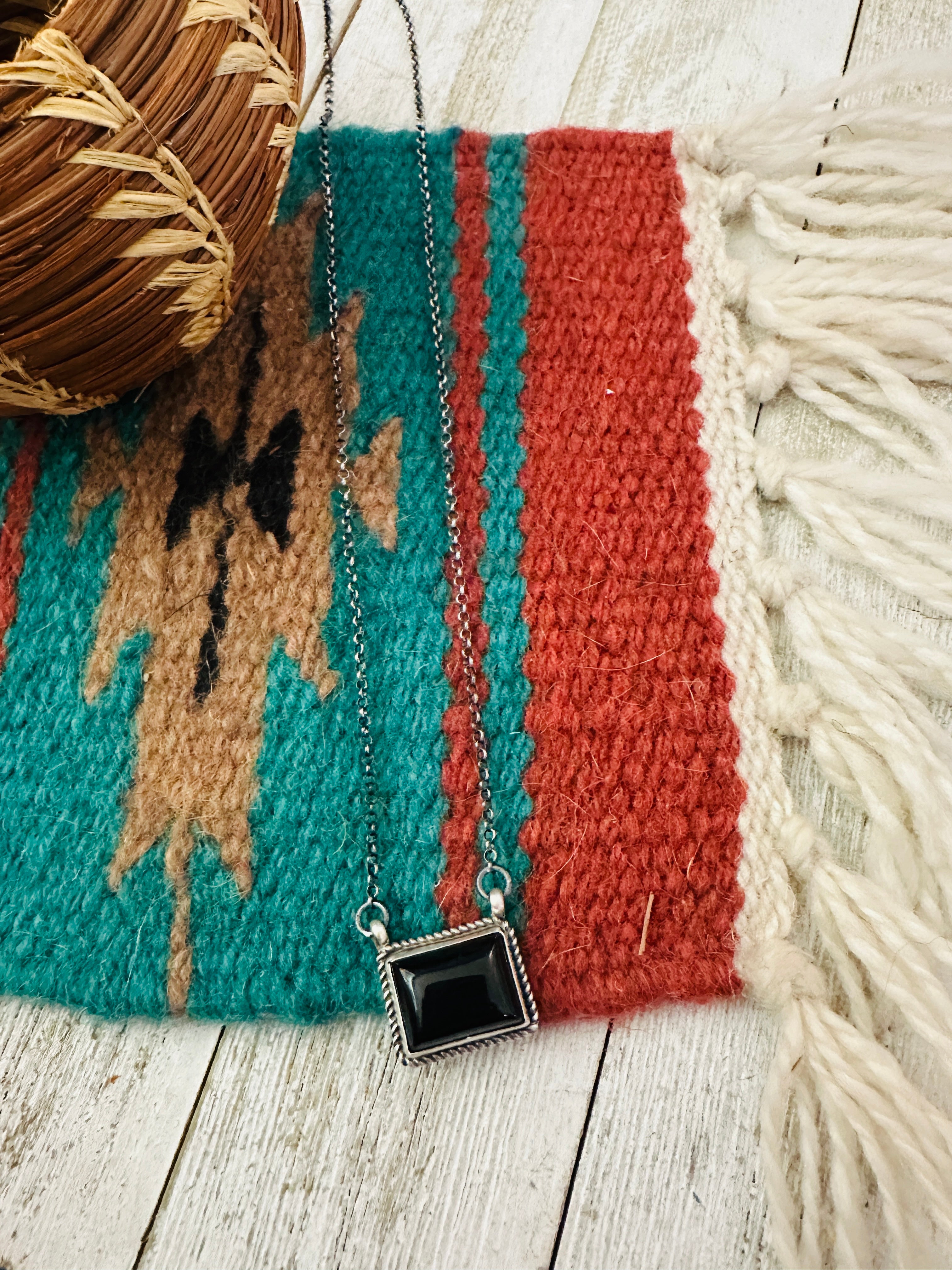 Handcrafted Black Onyx & Sterling Silver Link Chain Necklace