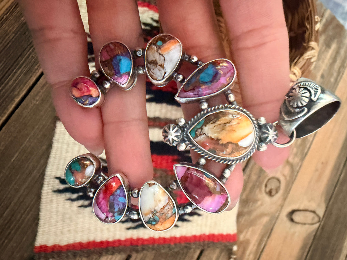 Handcrafted Sterling Silver & Multi Stone Naja Pendant by Joe Begay