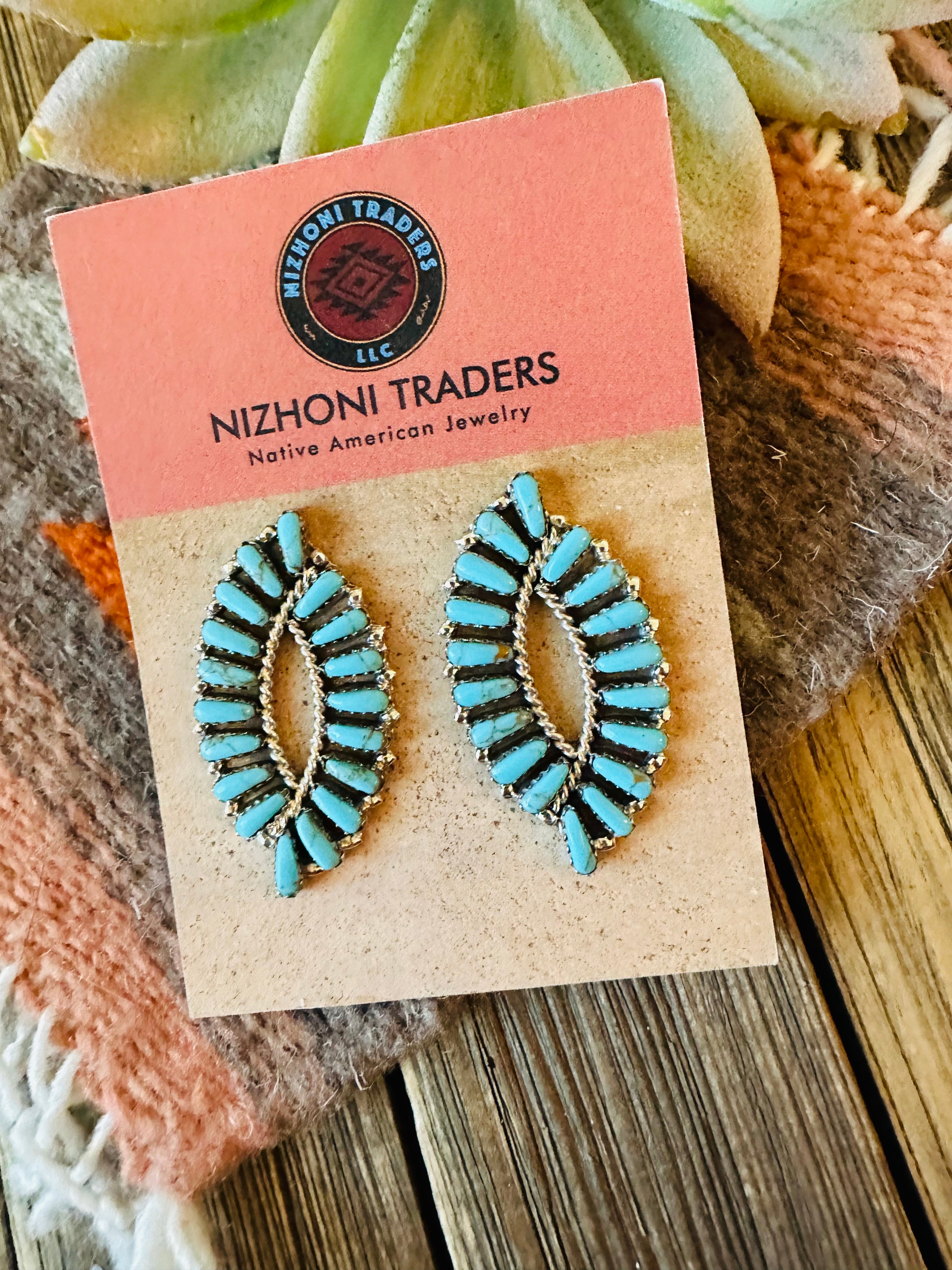 Handcrafted Sterling Silver & Turquoise Fishtail Post Earrings