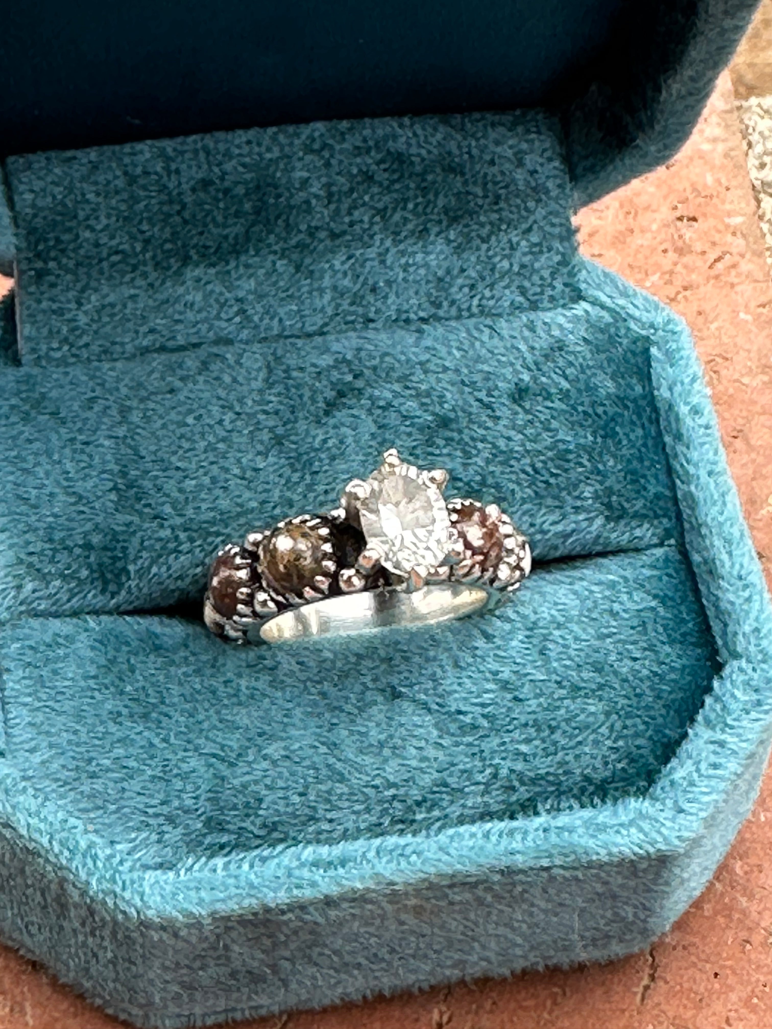 Wild Horse & White Topaz Sterling Silver Forever Ring