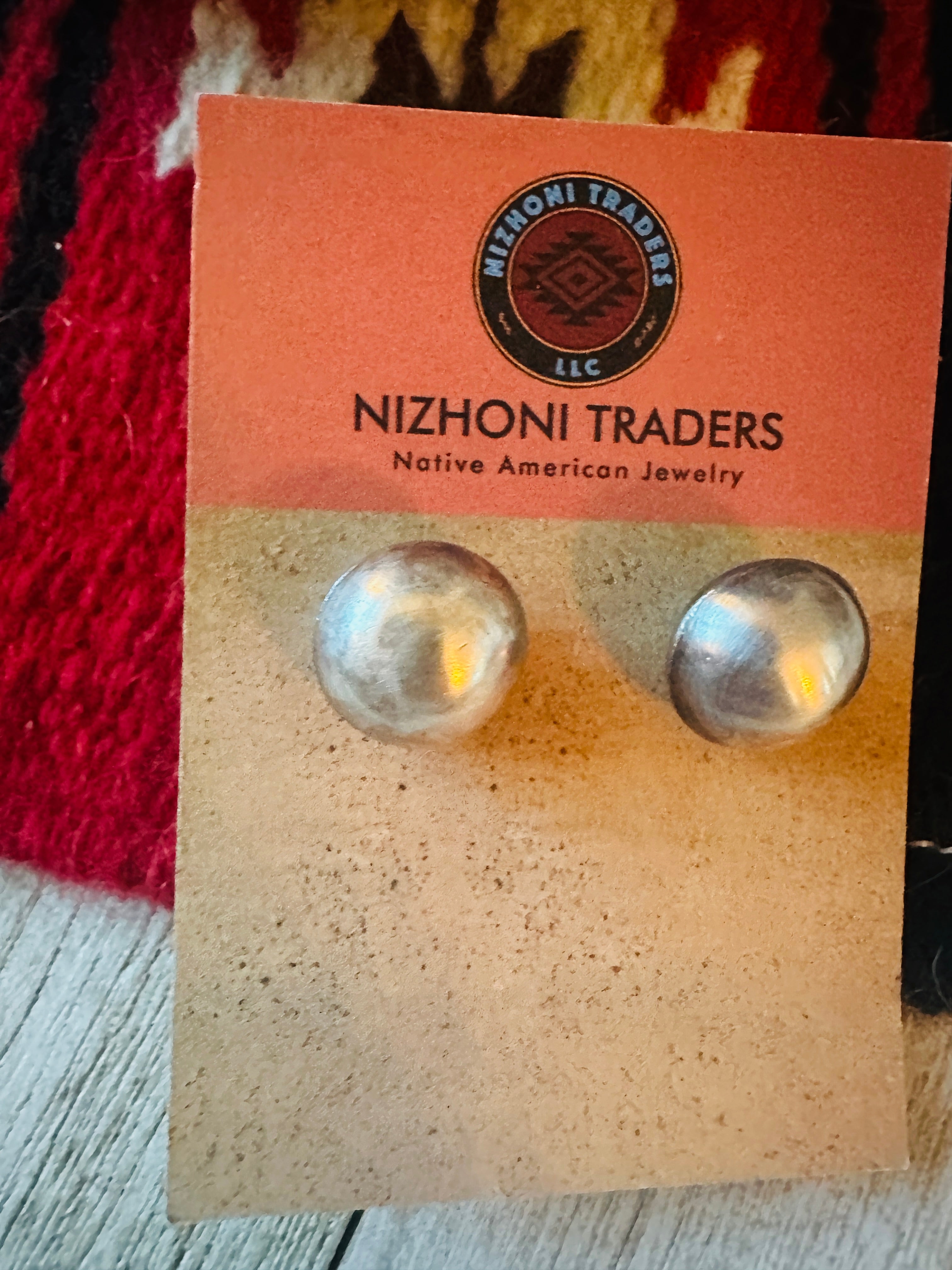 Navajo Sterling Silver Pearl Stud Earrings 14mm