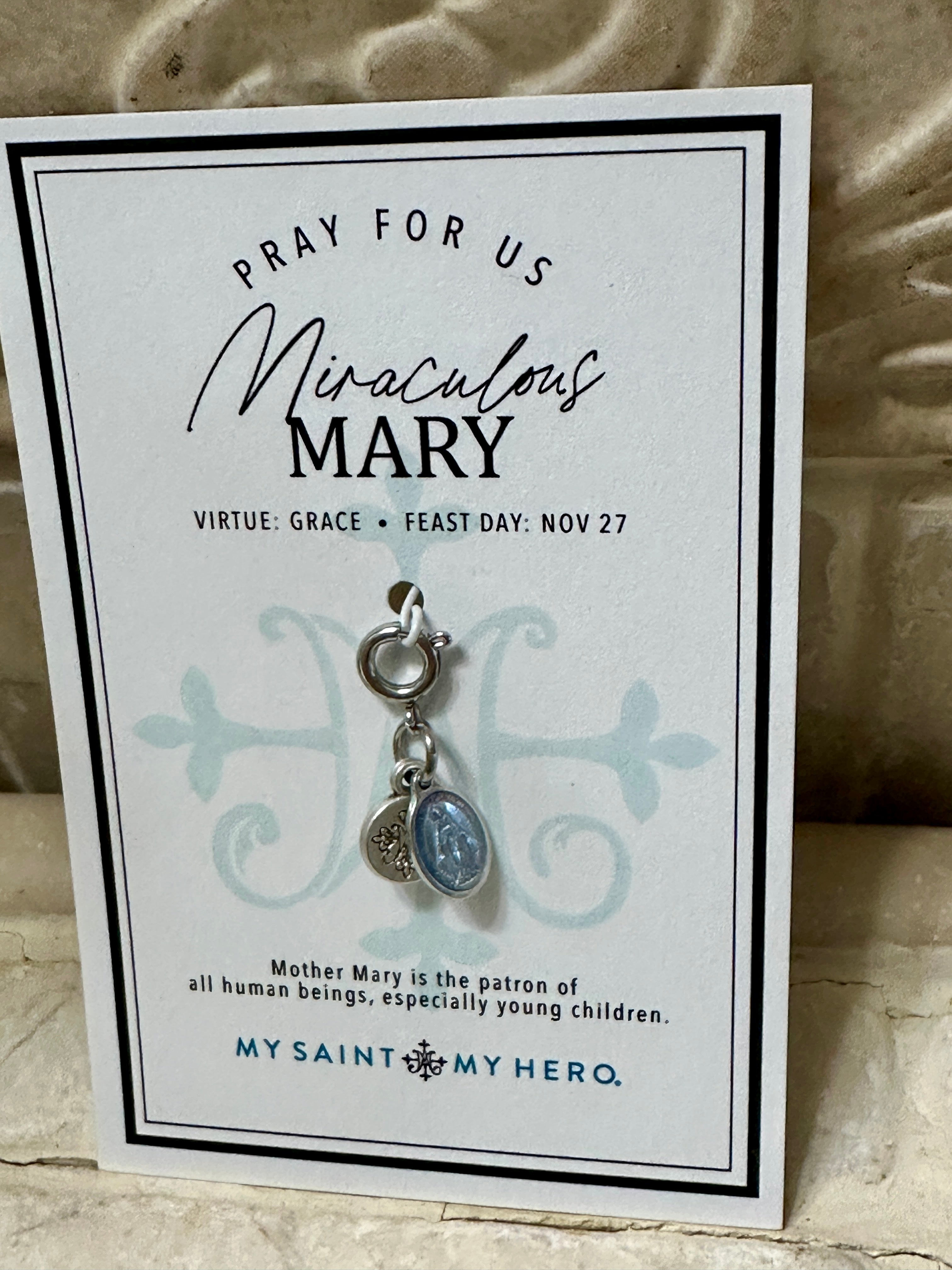 Miraculous Mary Medal Charm- Blue