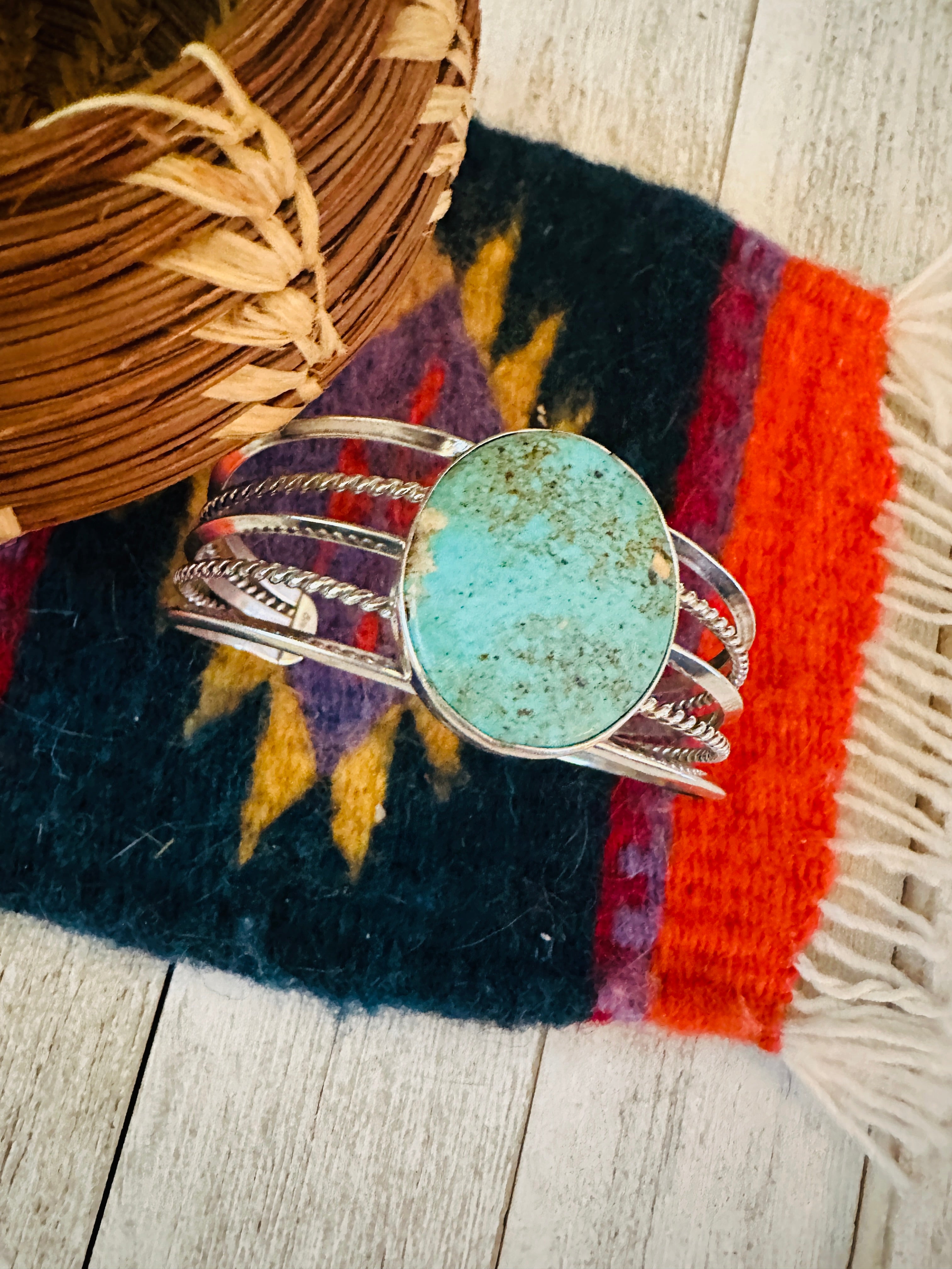 Navajo Sterling Silver & Turquoise Cuff Bracelet