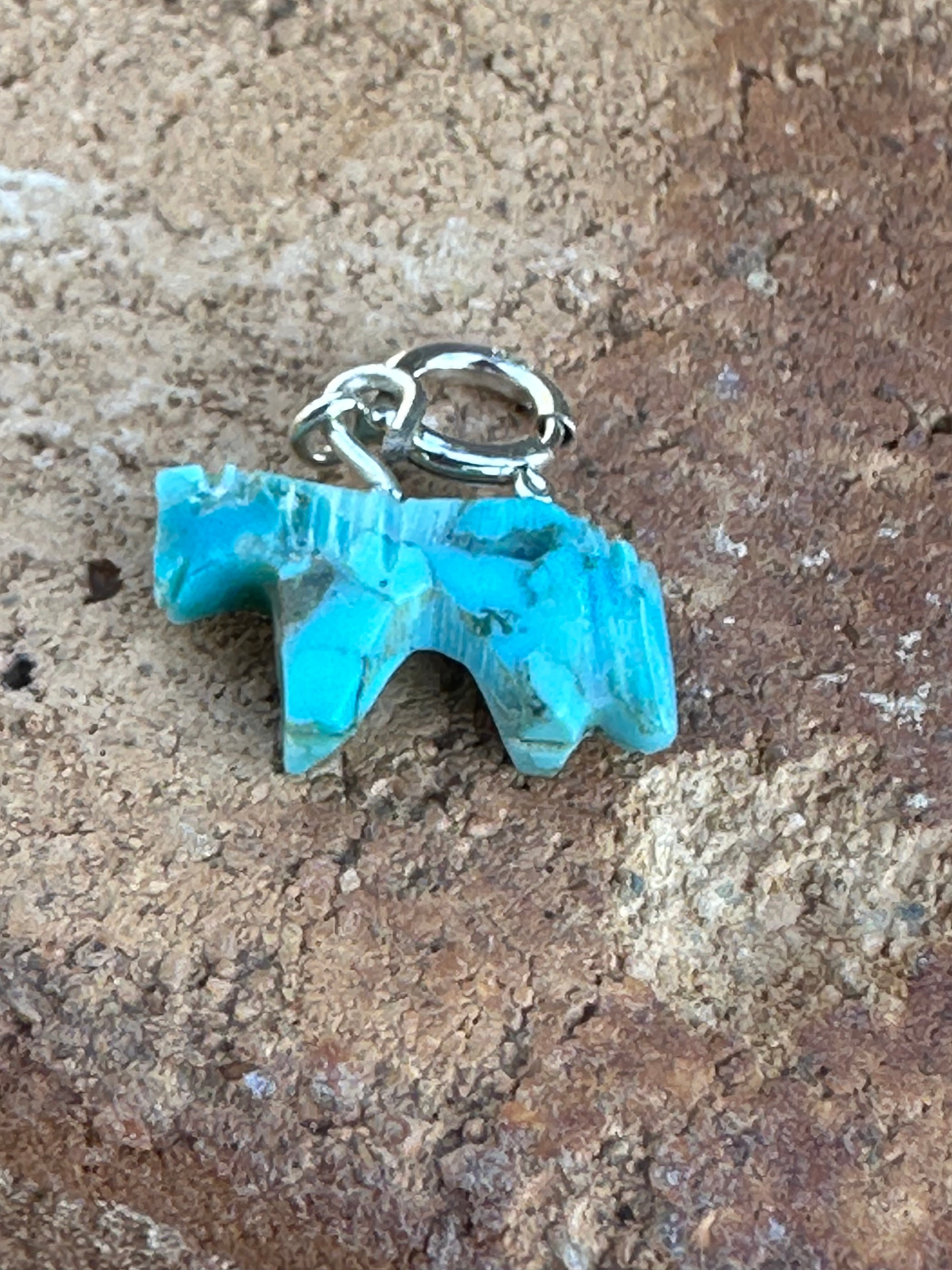 Zuni Hand Carved Turquoise Pony Charm