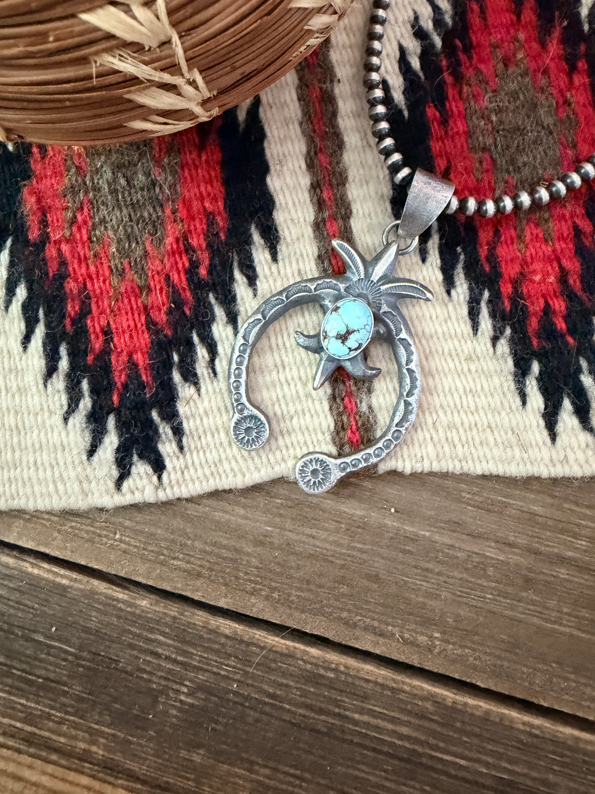Handcrafted Sterling Silver & Golden Hills Turquoise Naja Pendant by Kevin Billah