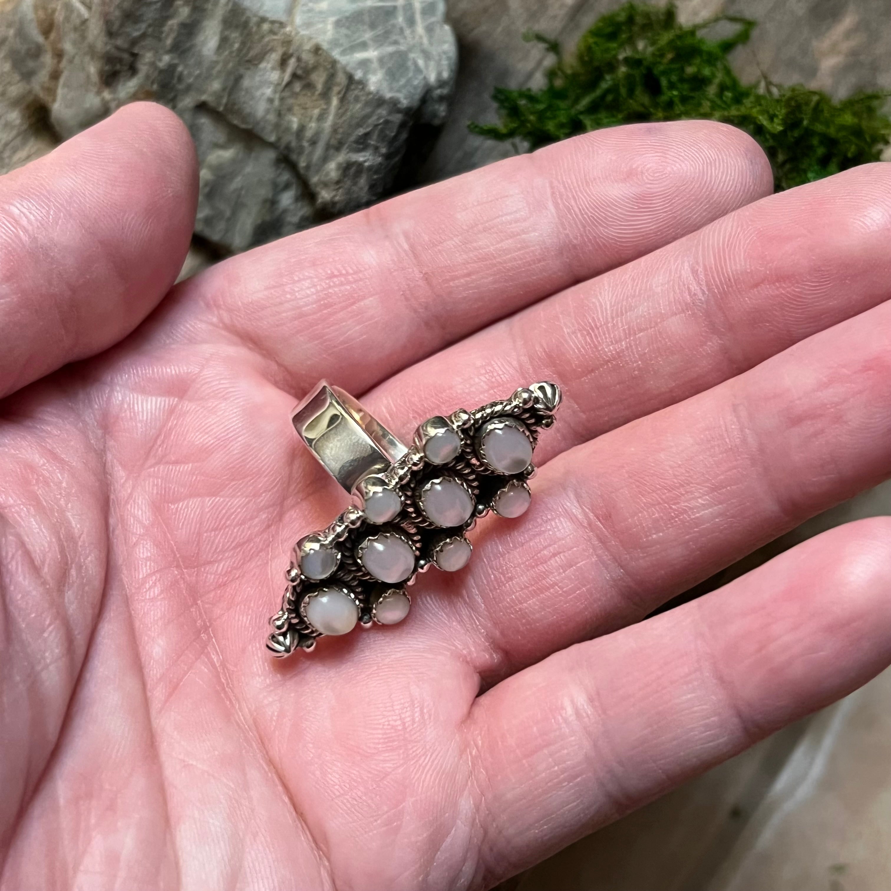 Handmade Sterling Silver & Mother of Pearl Cluster Ring