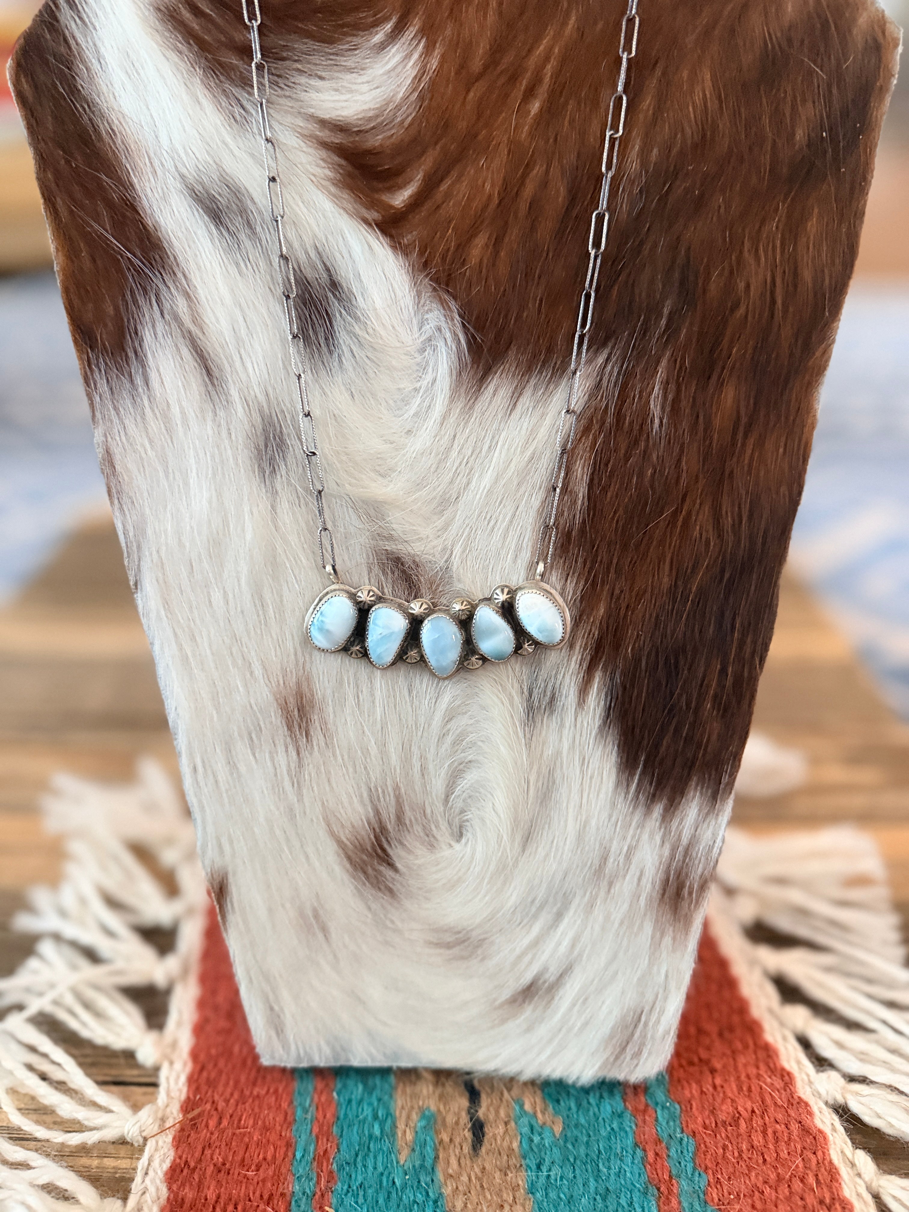 Handmade Sterling Silver and Larimar Necklace Necklace