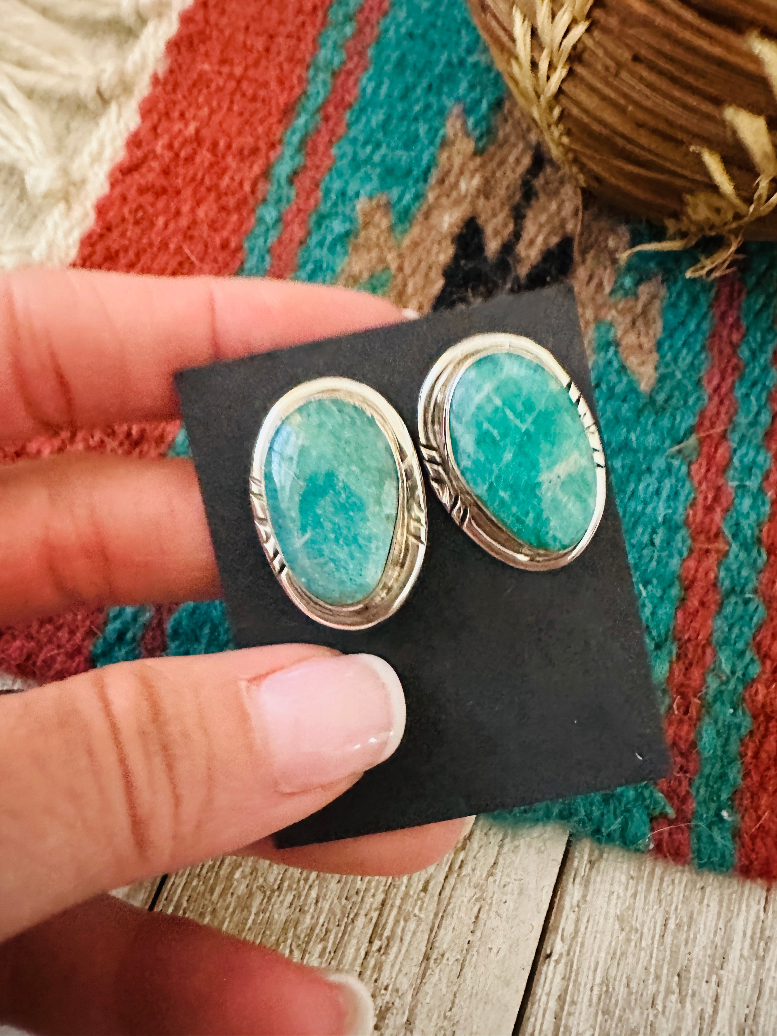 Navajo Turquoise & Sterling Silver Post Earrings
