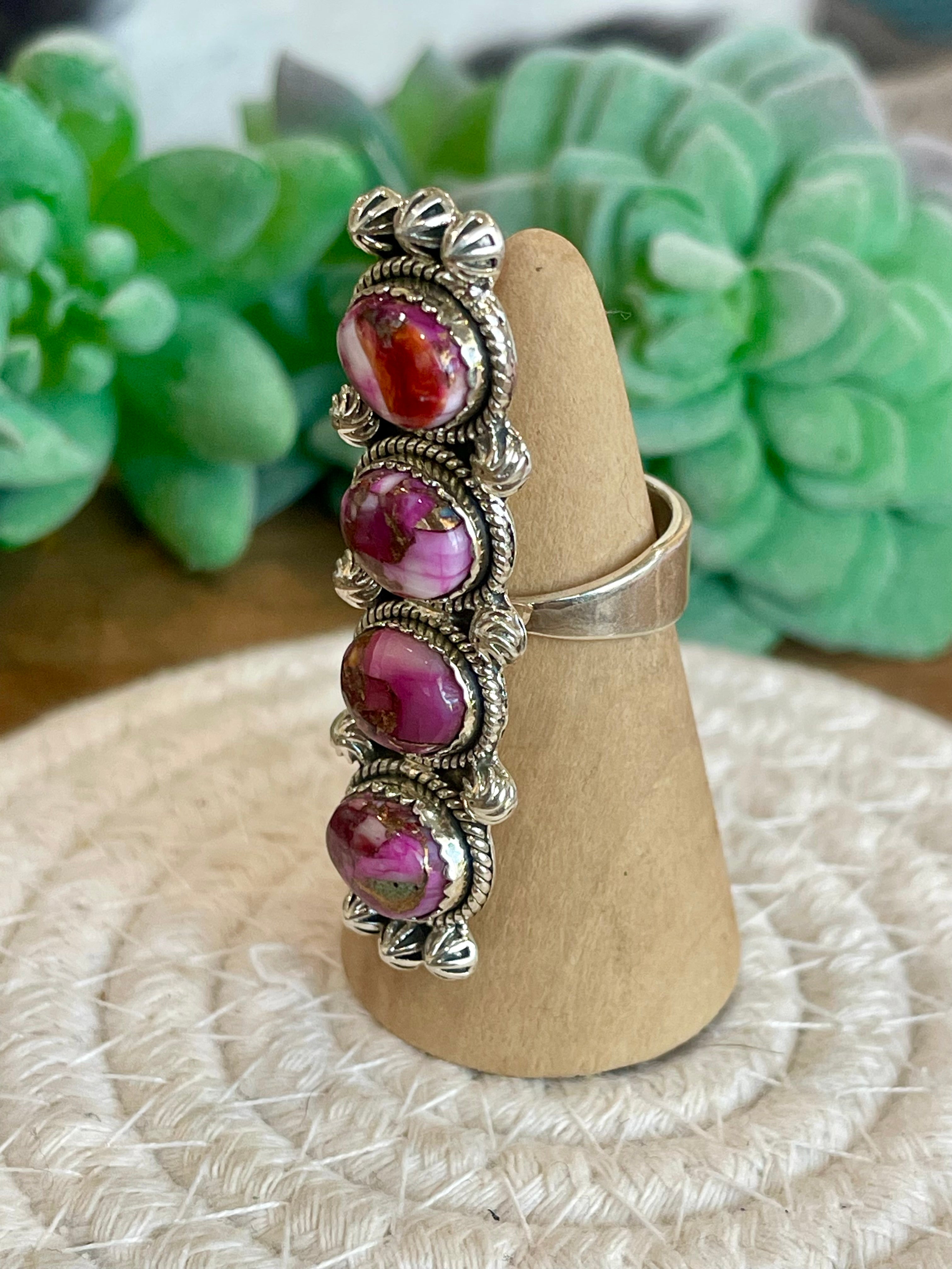 Beautiful Handmade Pink Dream Mojave And Sterling Silver Adjustable Ring