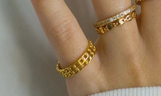 Sterling Silver 2 Row Chain Ring