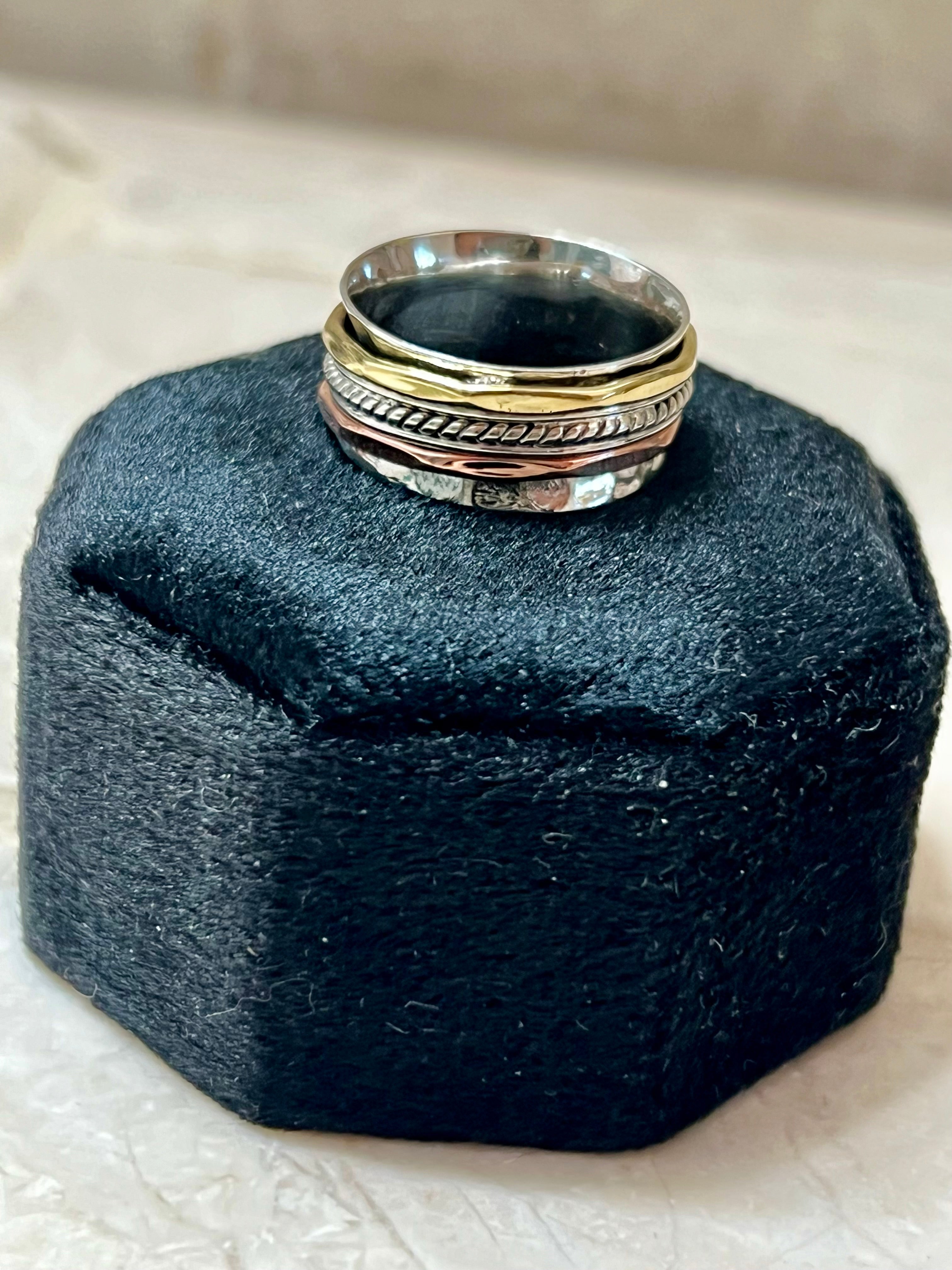 Sterling Silver Copper & Gold Spinner Ring
