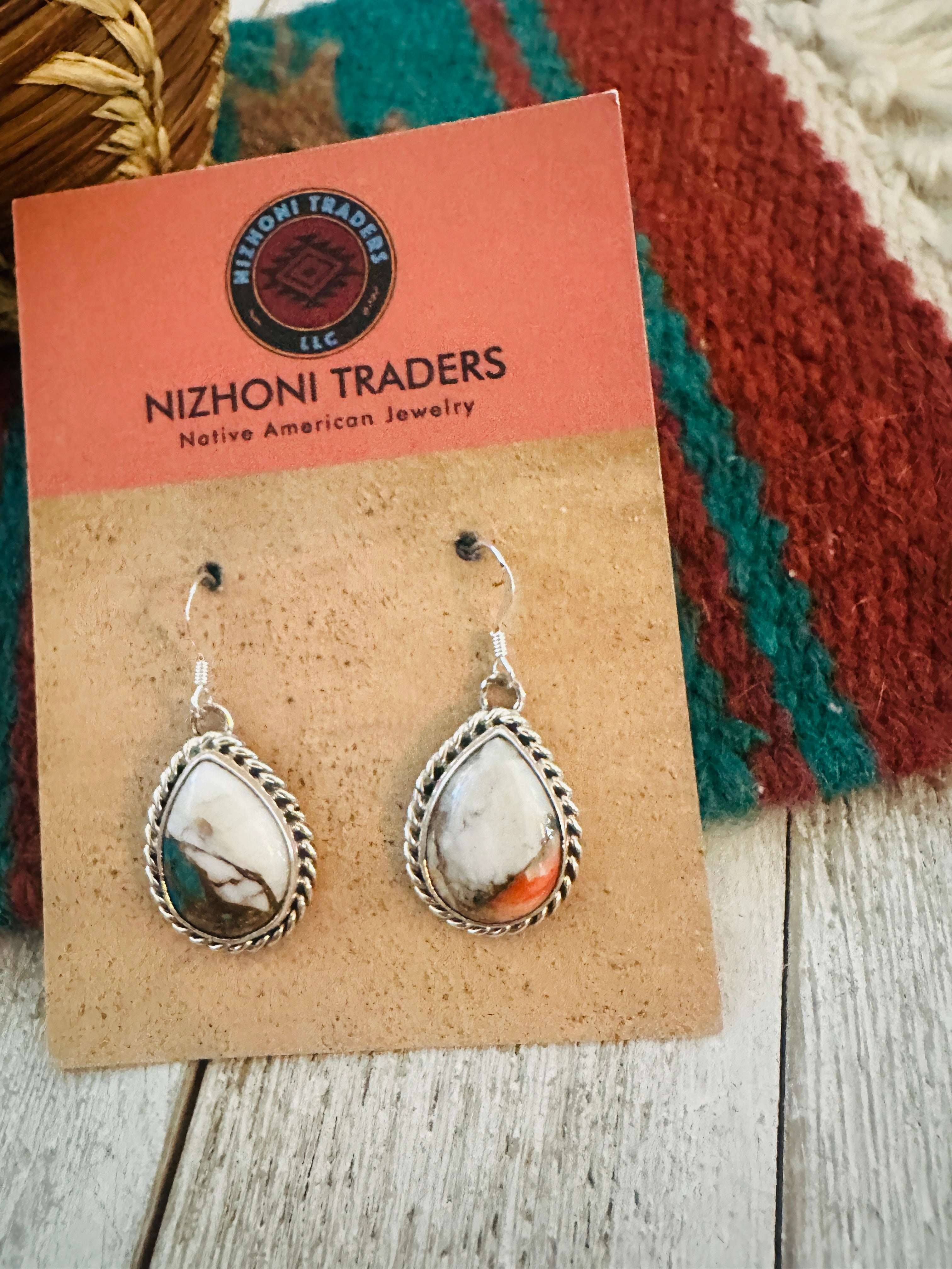 Handcrafted Sterling Silver & Spice Teardrop Dangle Earrings