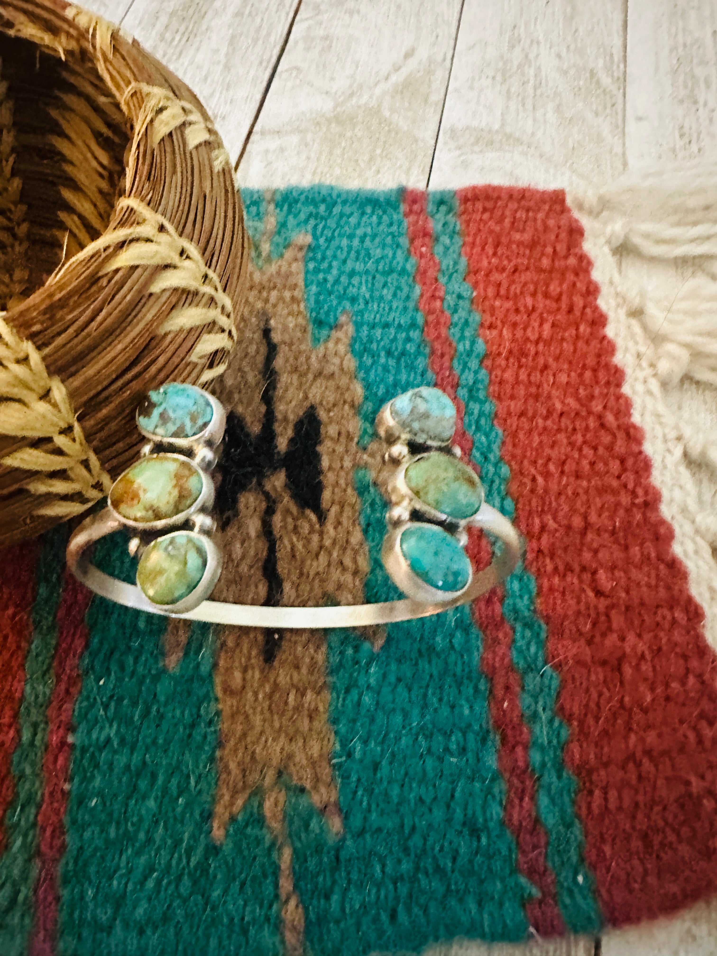 Navajo Turquoise & Sterling Silver Floating Cuff Bracelet