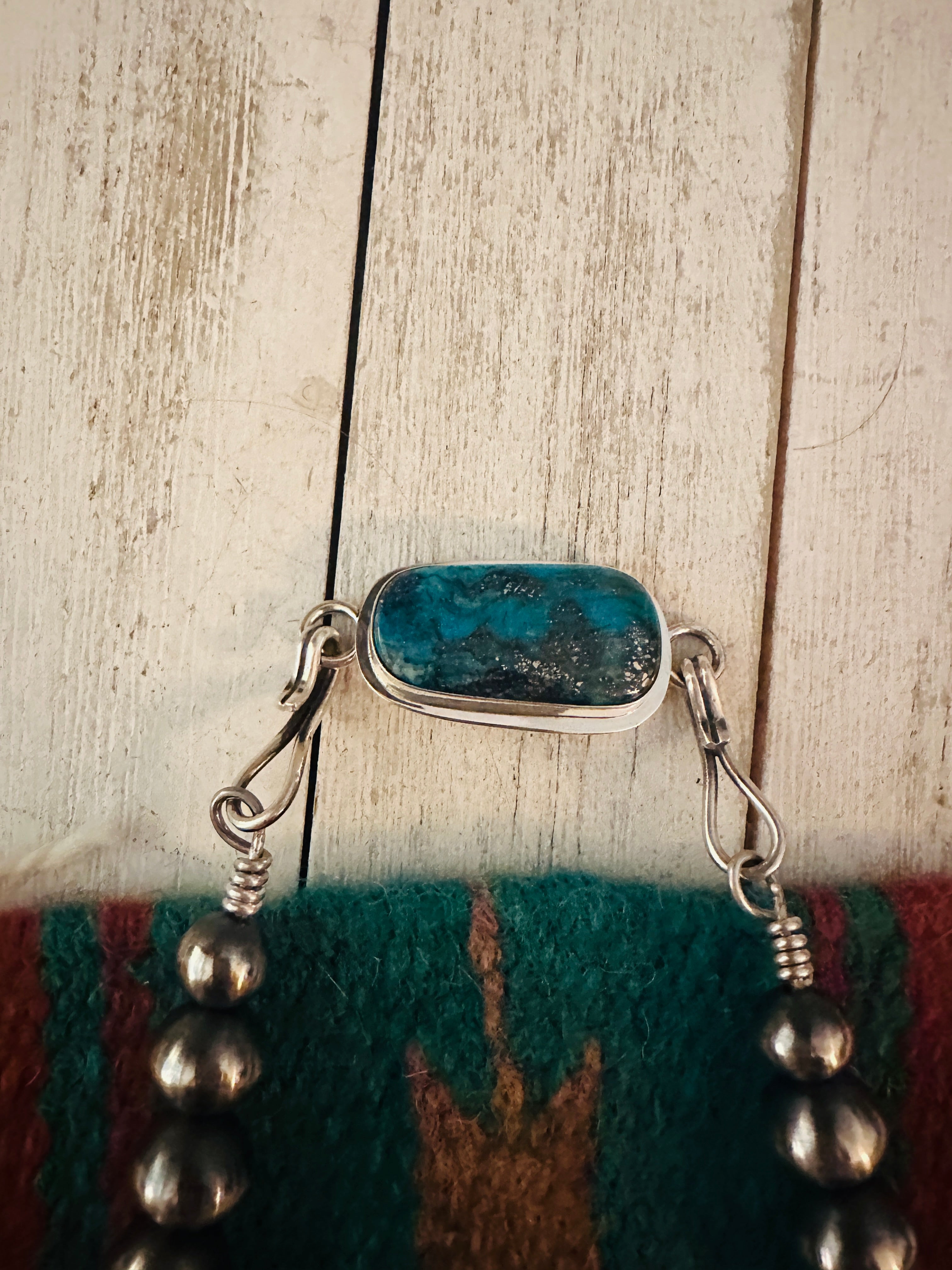 Navajo Sterling Silver Pearl & Turquoise Beaded Necklace