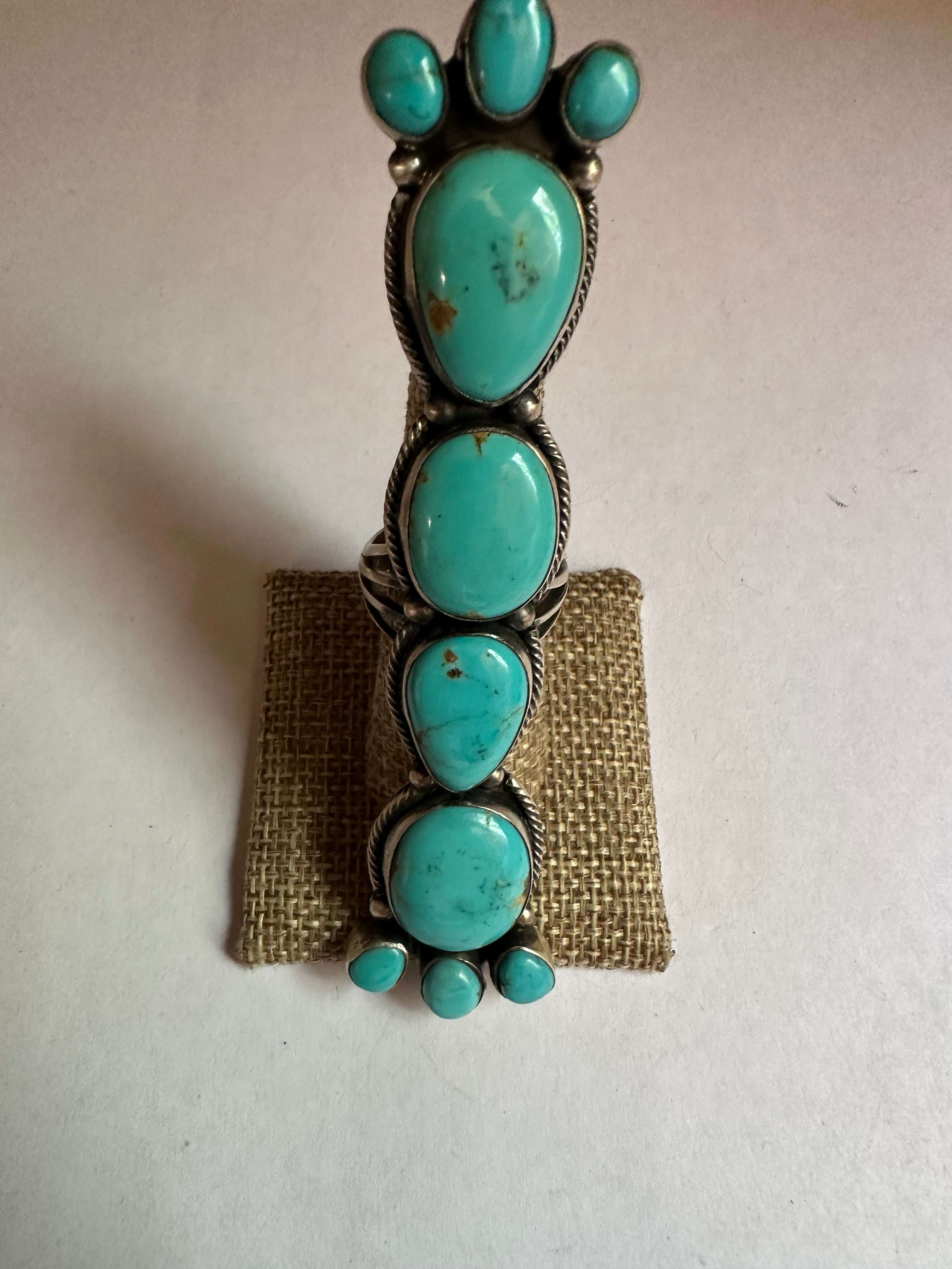 Navajo Turquoise & Sterling Silver Ring Signed RB