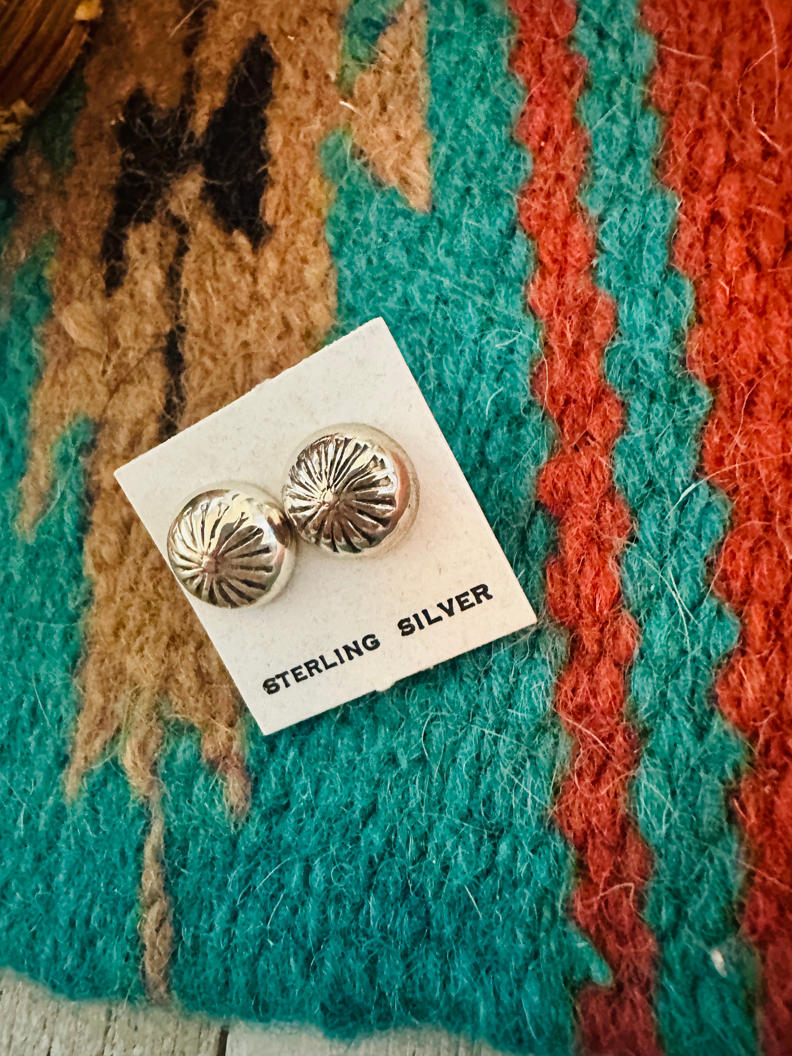 Navajo Sterling Silver Concho Stud Earrings