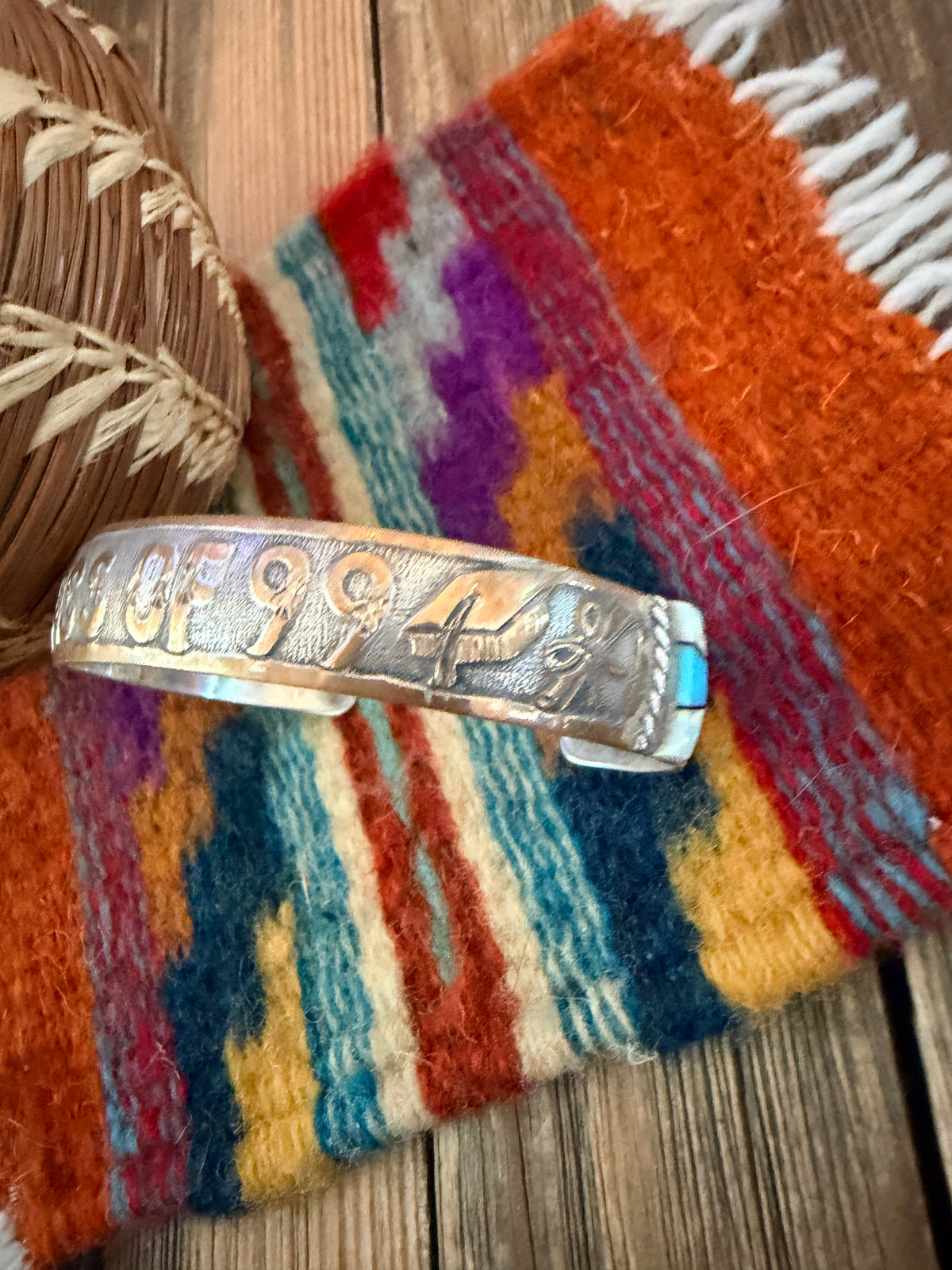 Handcrafted Old Pawn Gold Plated Sterling Silver, Opal & Turquoise Class of 99 Cuff Bracelet