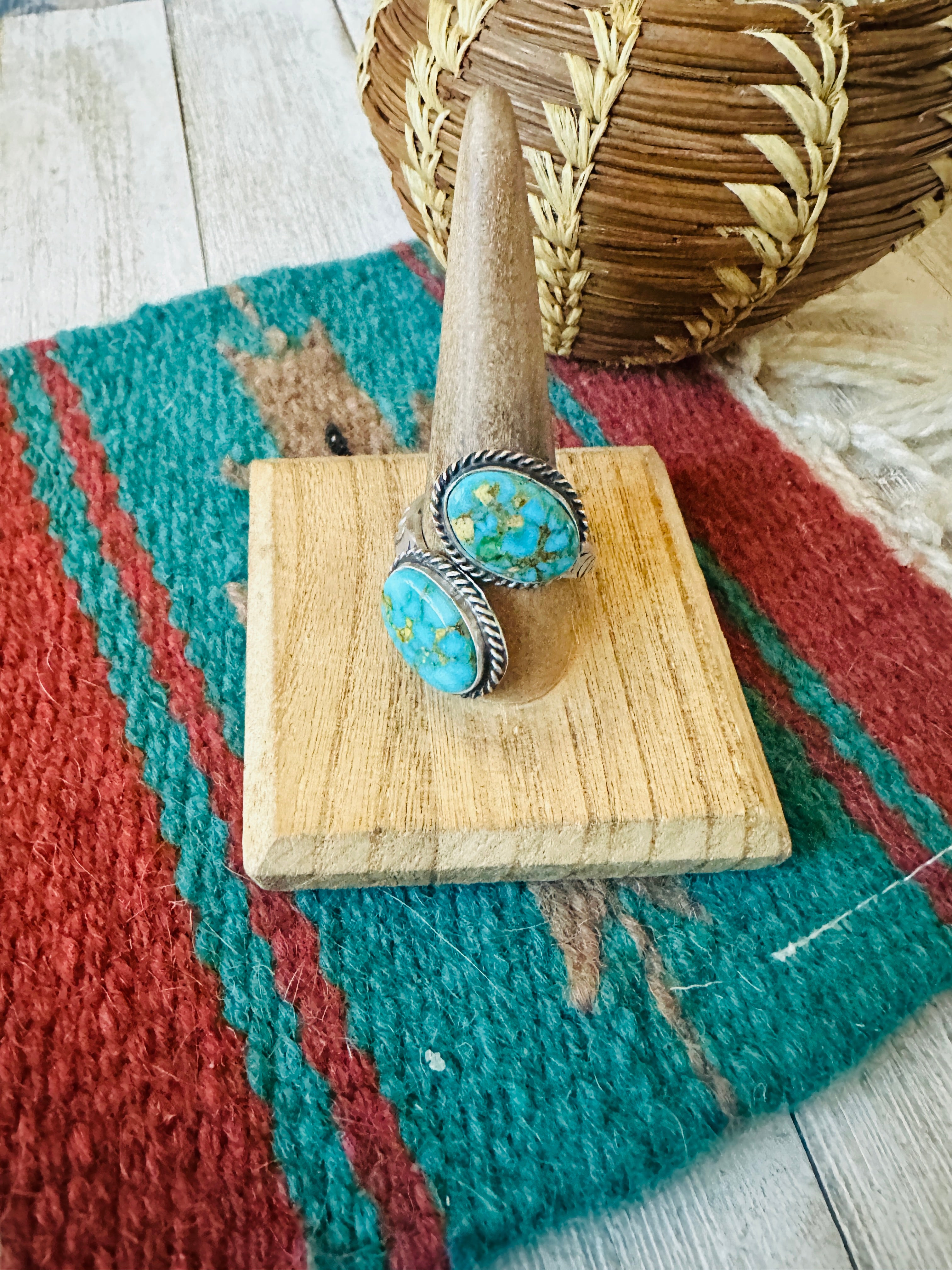 Navajo Sterling Silver & Sonoran Gold Turquoise Adjustable Ring