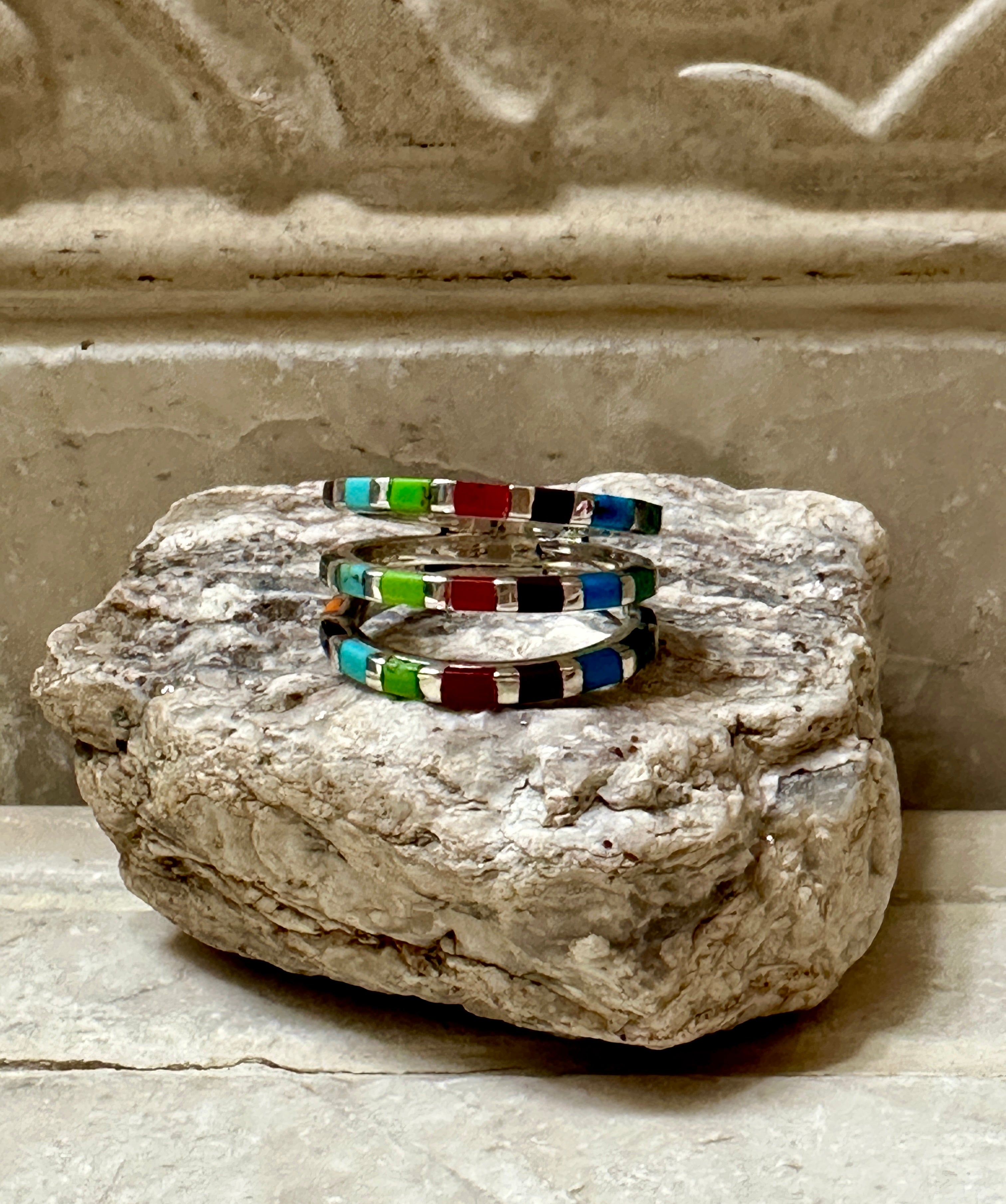 Multistone 3 Row Sterling Silver Heart Ring Size