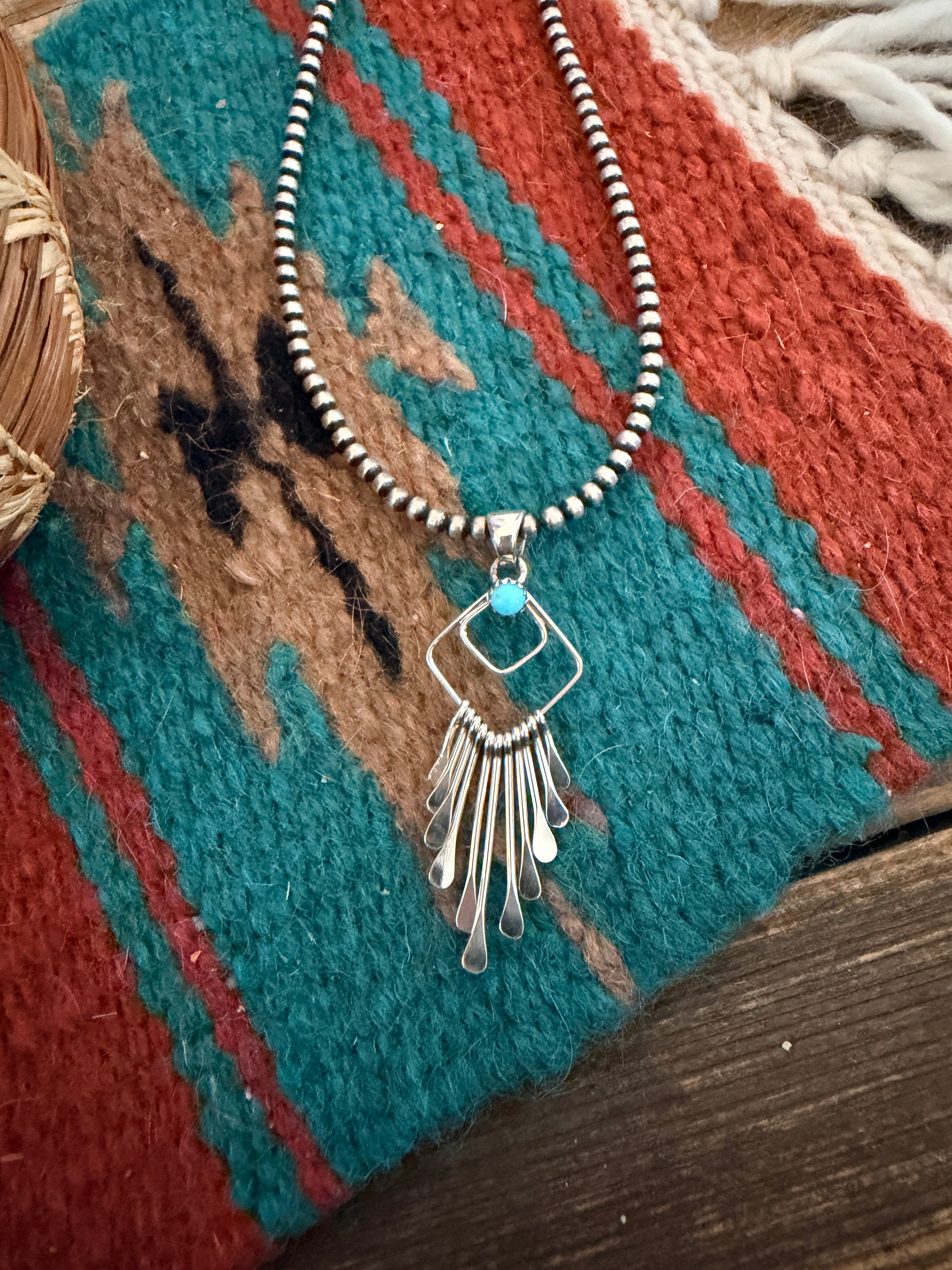 Handcrafted Sterling Silver and Turquoise Tassel Pendant