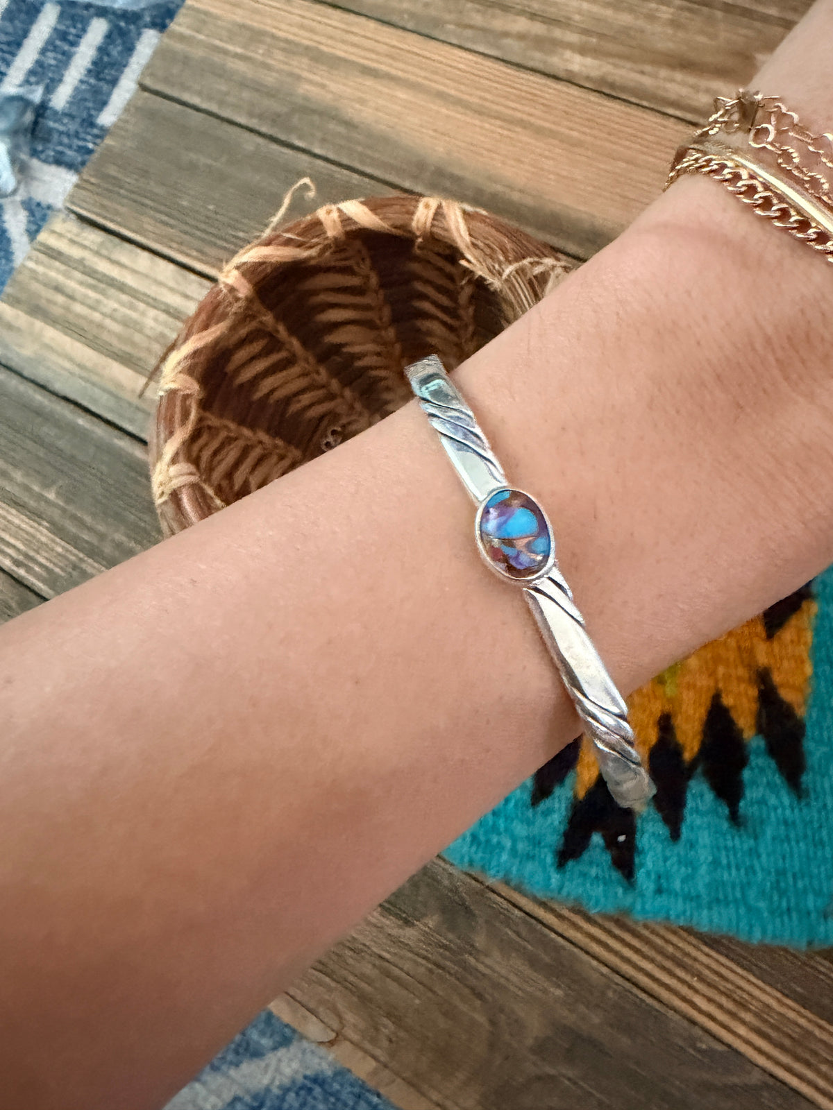 Handcrafted Pink Dream Mojave & Sterling Silver Cuff Bracelet