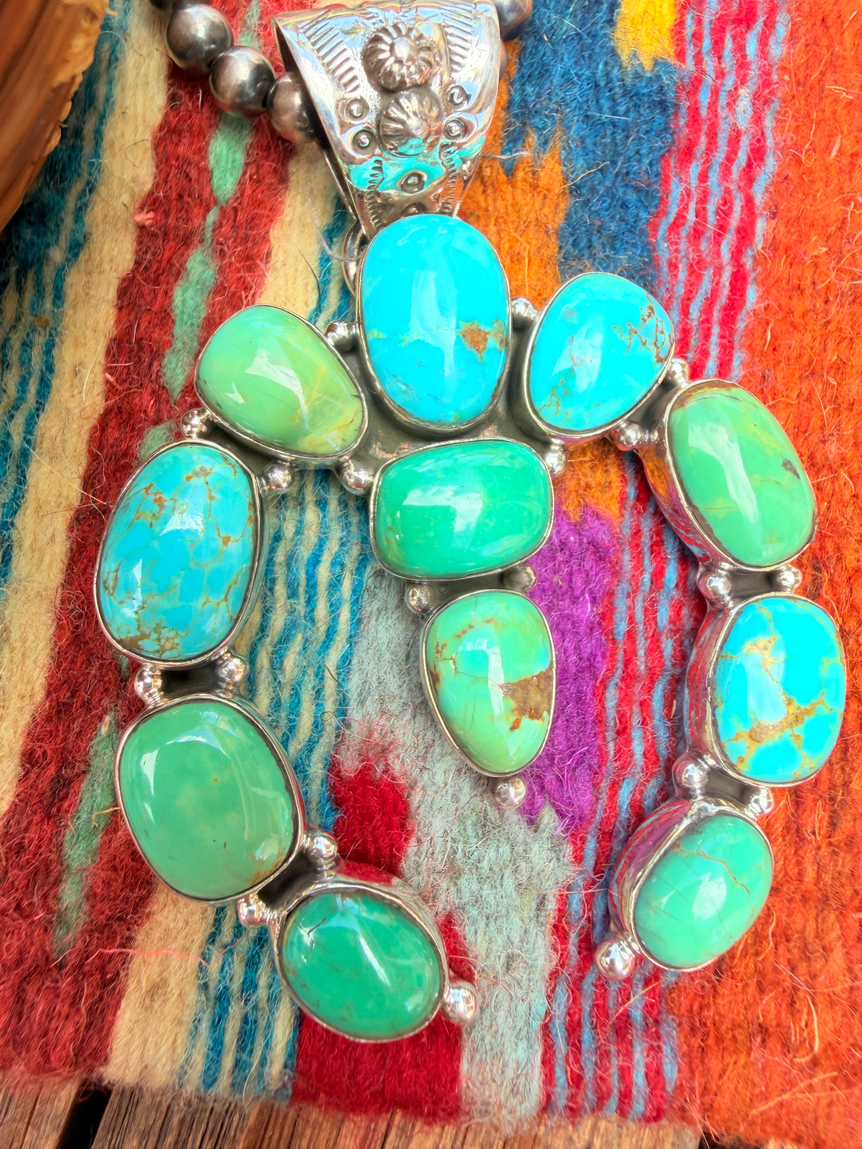 Handmade Sterling Silver Turquoie Naja Pendant By Dan Dodson larger style