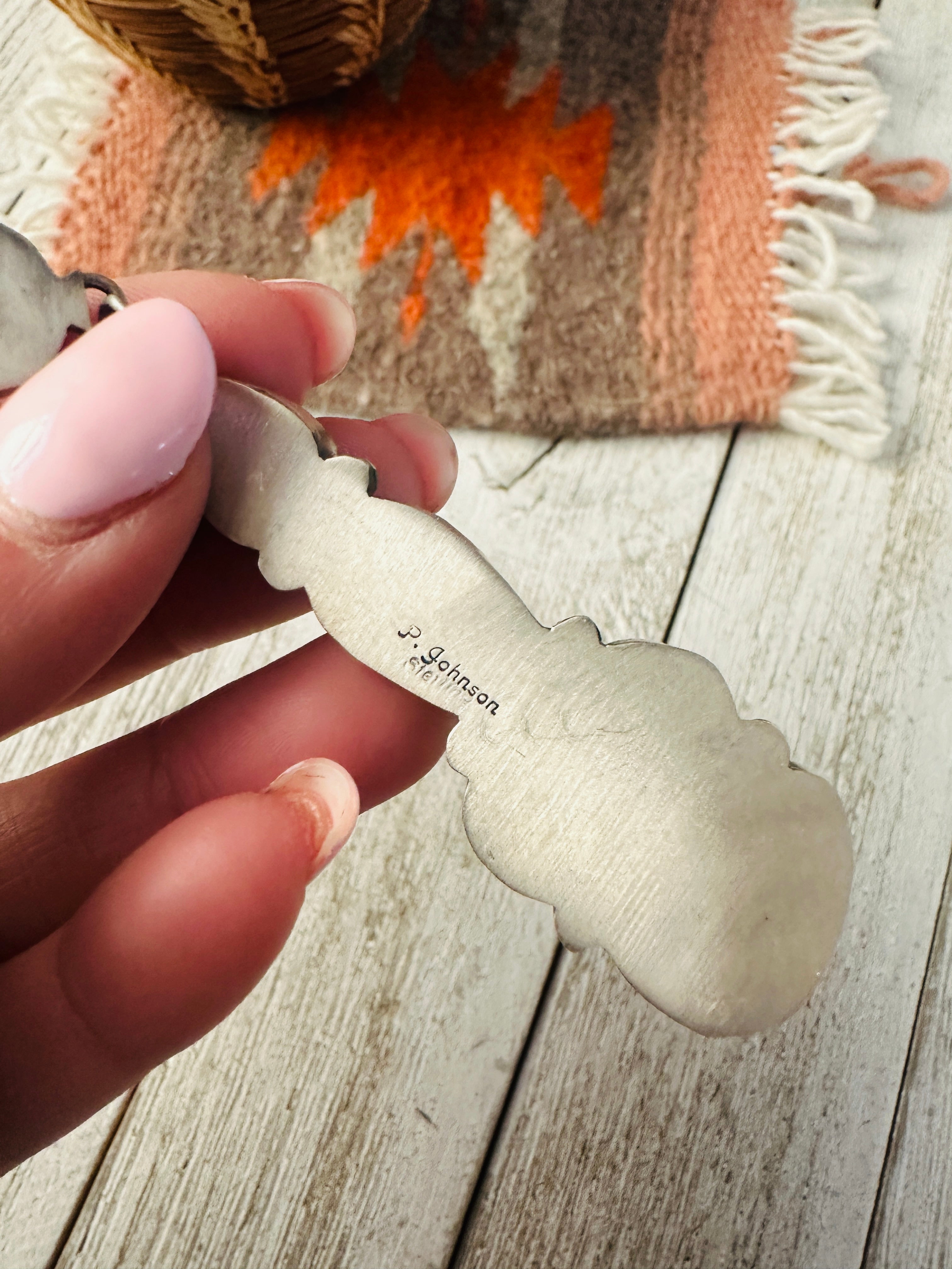 Navajo Sterling Silver & Turquoise Cluster Dangle Earrings